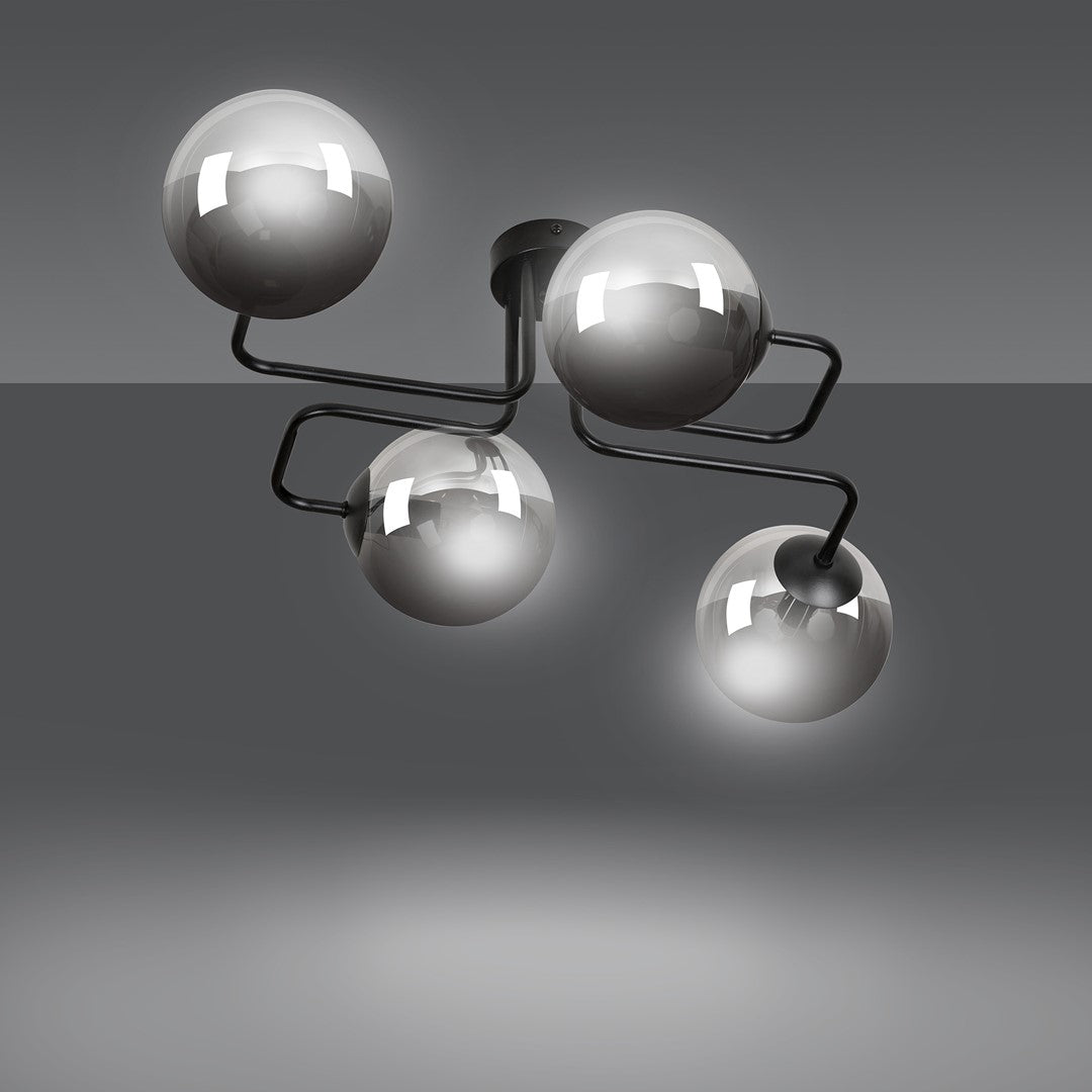 Deckenleuchte Glitz 4 in Schwarz, Graphit, 4-flammig