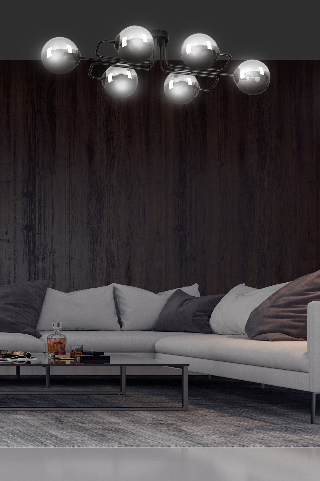 Deckenleuchte Glitz 6A in Schwarz, Graphit, 6-flammig