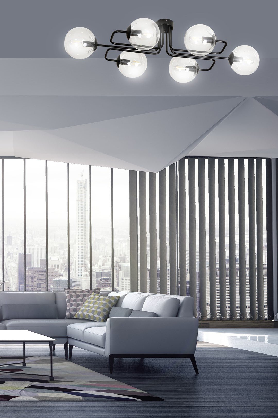 Deckenleuchte Glitz 6A in Schwarz, 6-flammig