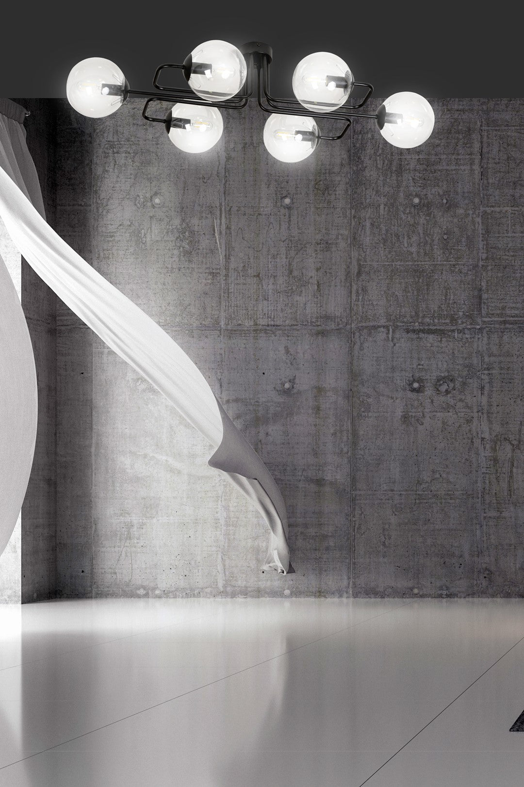 Deckenleuchte Glitz 6A in Schwarz, 6-flammig