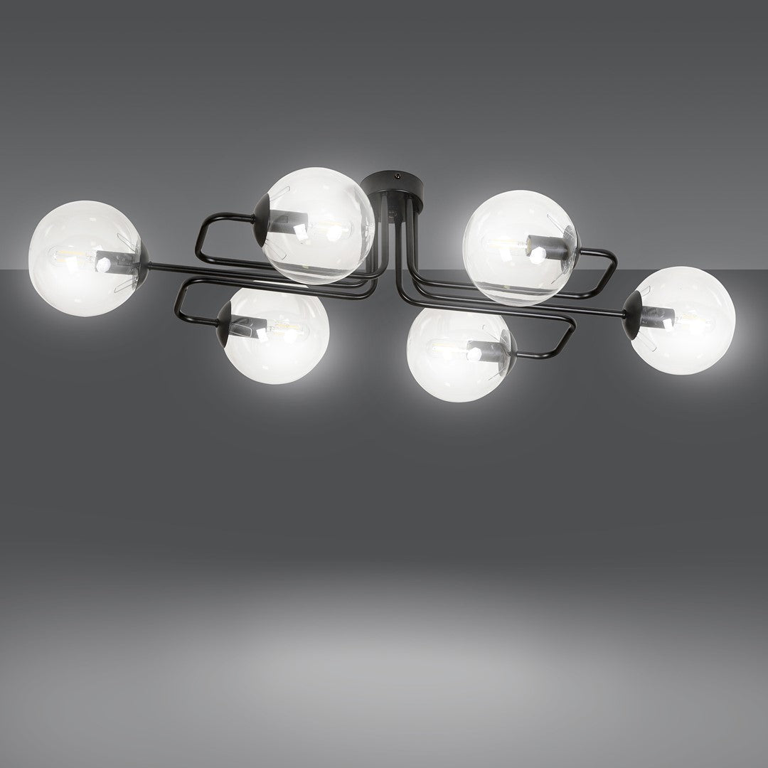 Deckenleuchte Glitz 6A in Schwarz, 6-flammig