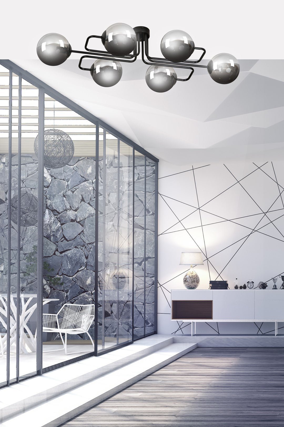 Deckenleuchte Glitz 6A in Schwarz, Graphit, 6-flammig