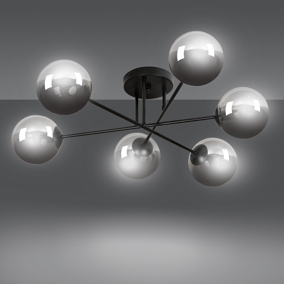 Deckenleuchte Glitz 6B in Schwarz, Graphit, 6-flammig