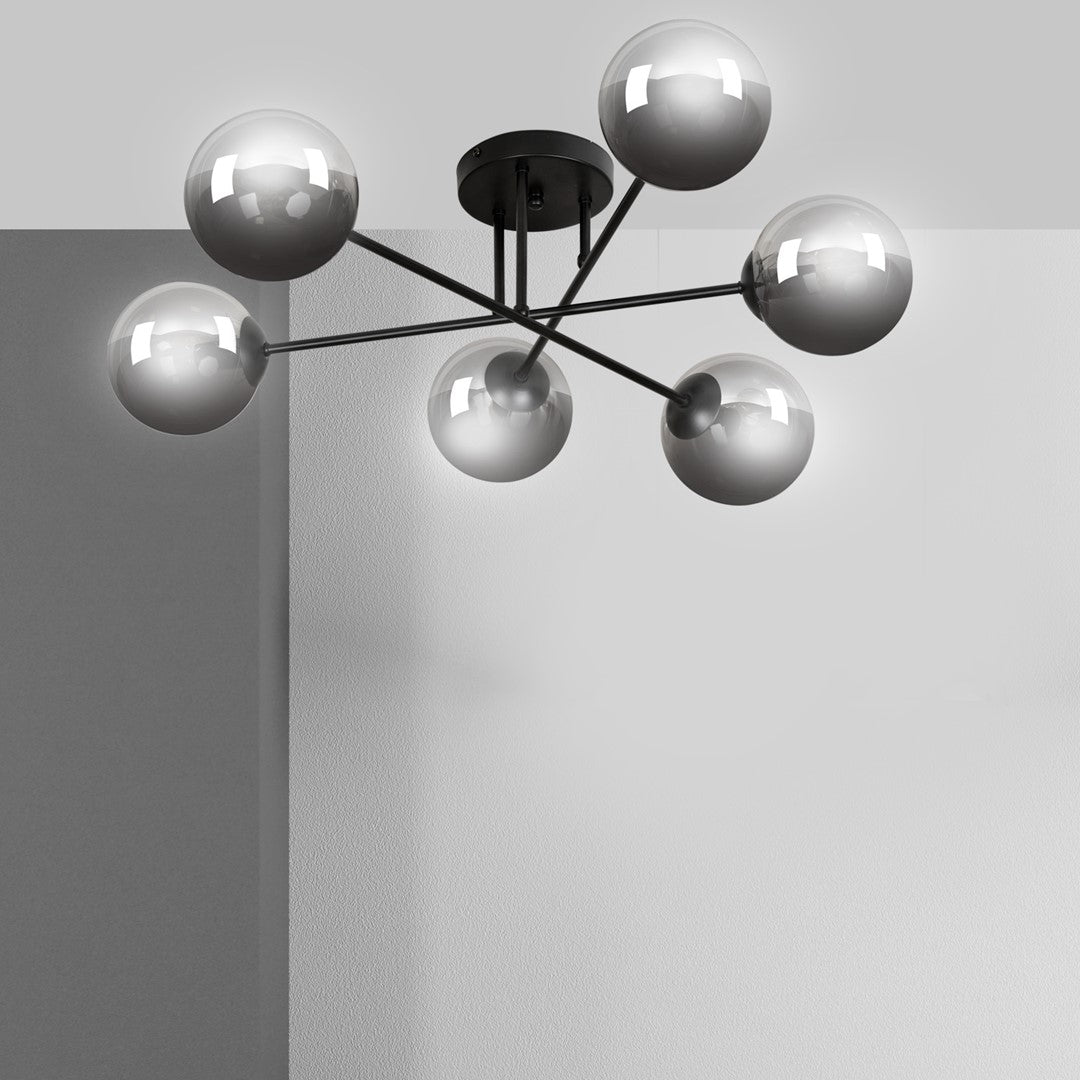 Deckenleuchte Glitz 6B in Schwarz, Graphit, 6-flammig