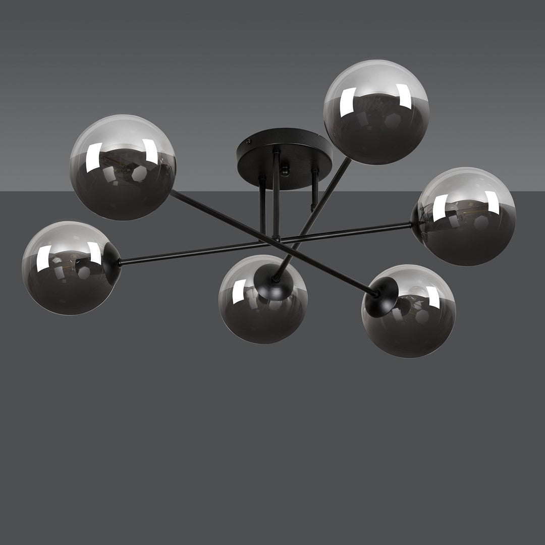 Deckenleuchte Glitz 6B in Schwarz, Graphit, 6-flammig