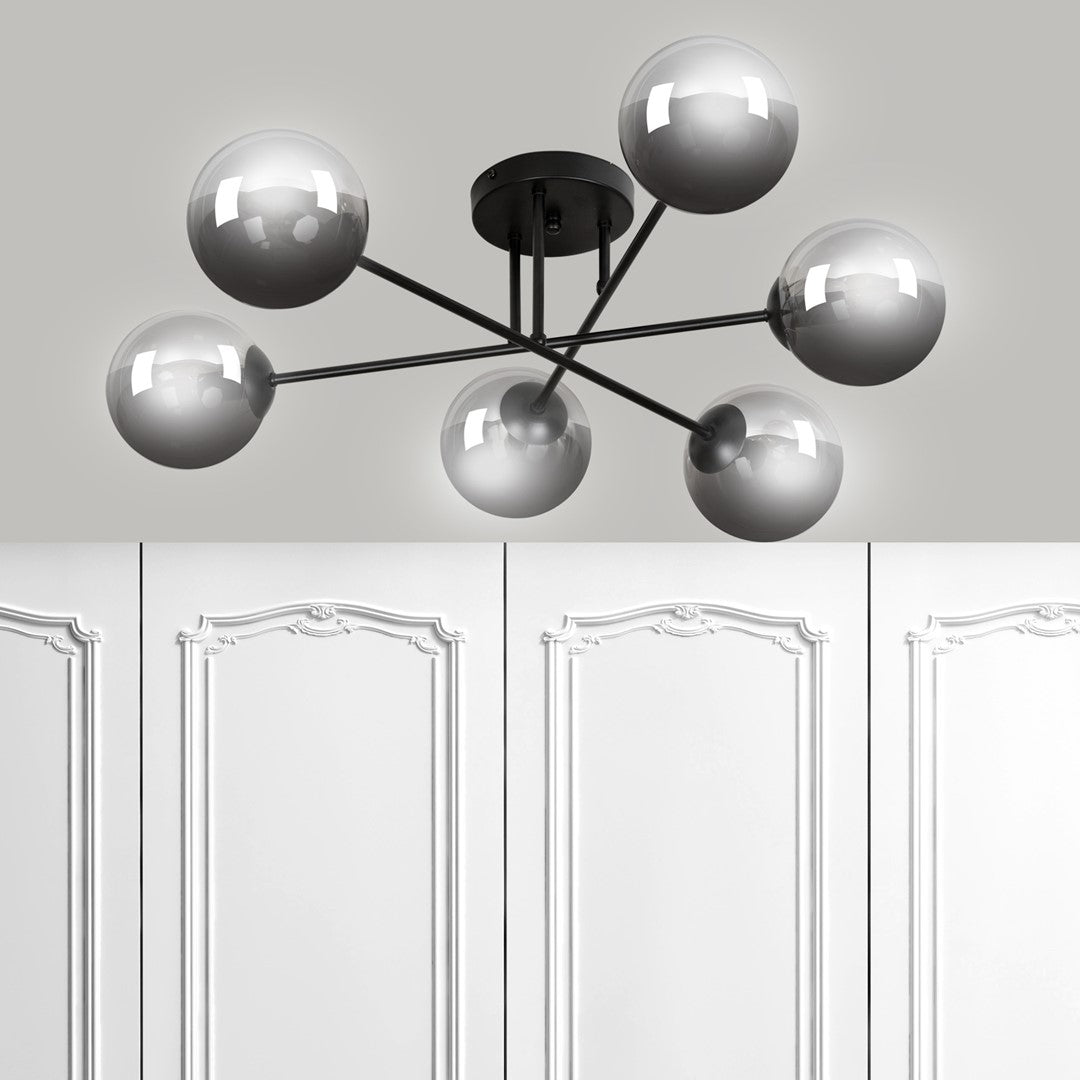 Deckenleuchte Glitz 6B in Schwarz, Graphit, 6-flammig