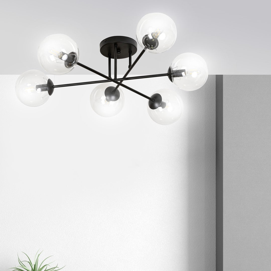 Deckenleuchte Glitz 6B in Schwarz, 6-flammig
