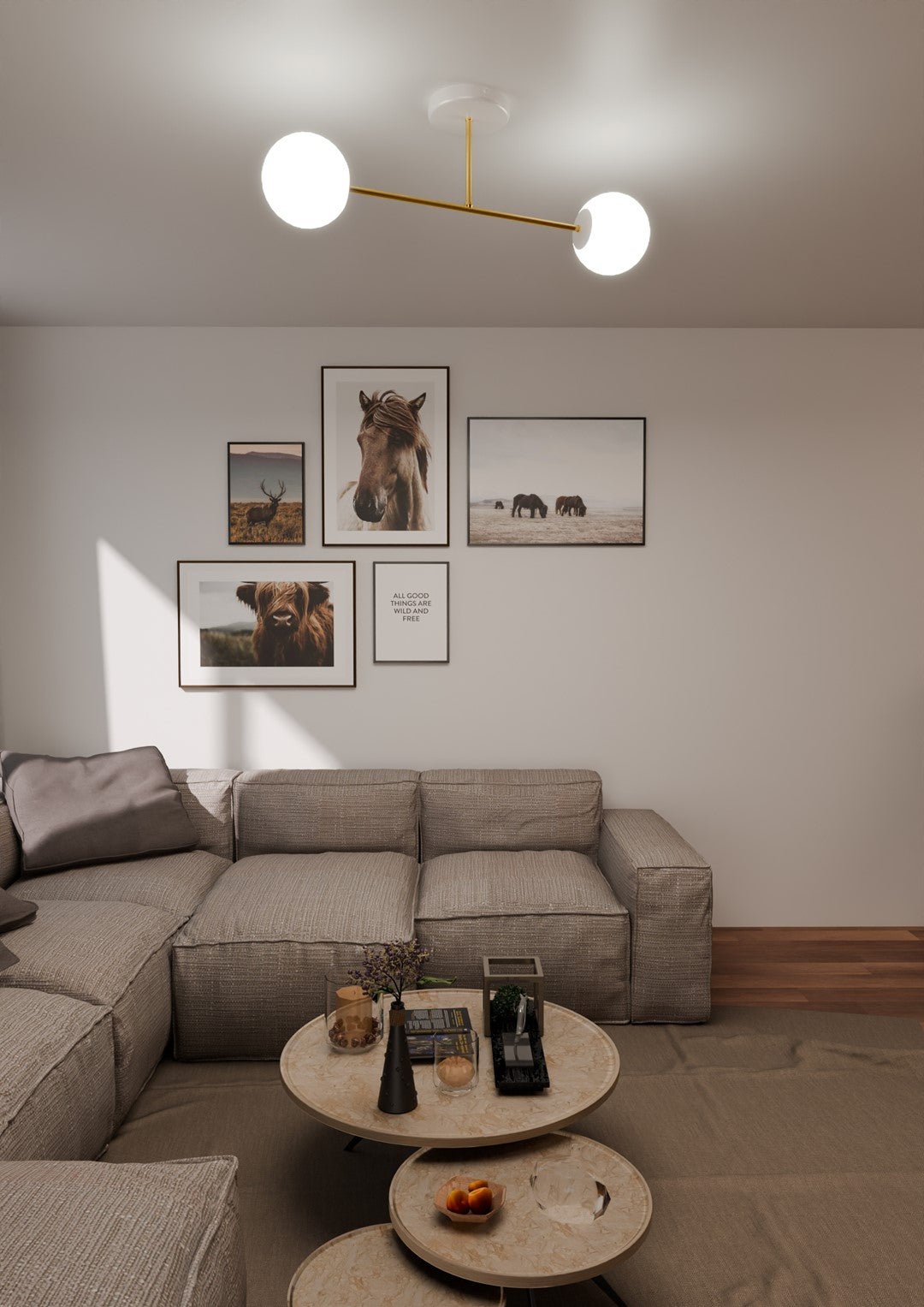 Deckenleuchte Grand 2 in Weiß, Gold, 2-flammig