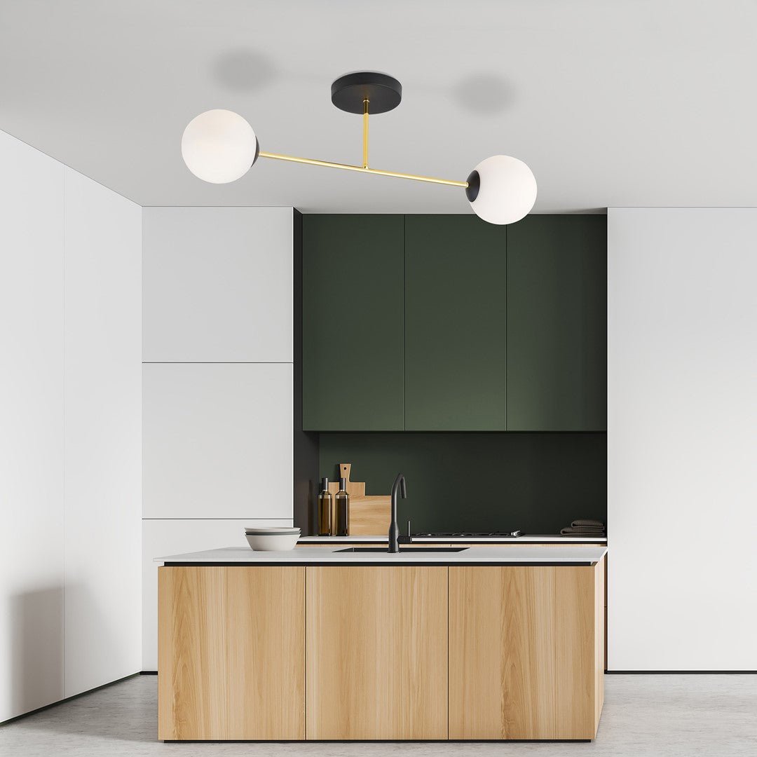 Deckenleuchte Grand 2 in Schwarz, Gold, Weiß, 2-flammig