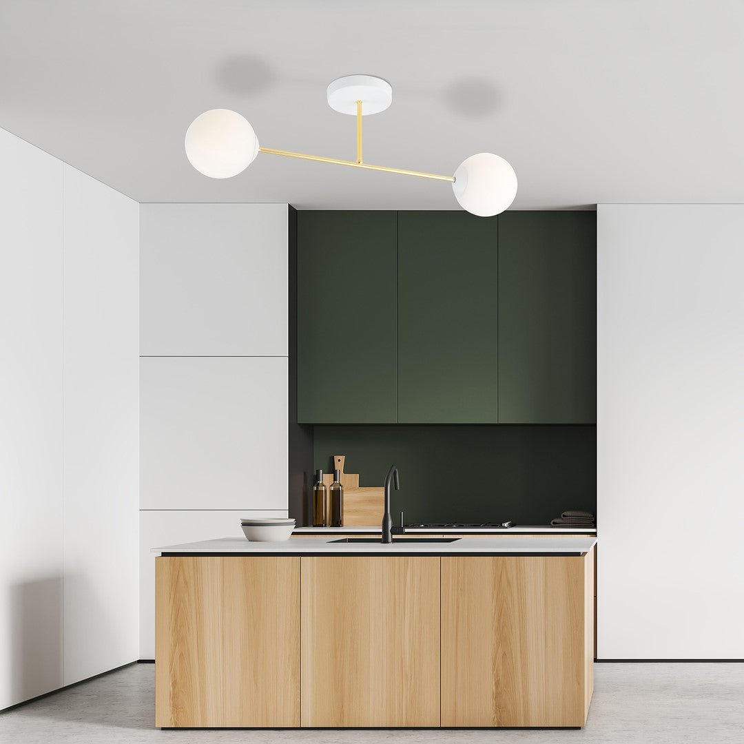 Deckenleuchte Grand 2 in Weiß, Gold, 2-flammig