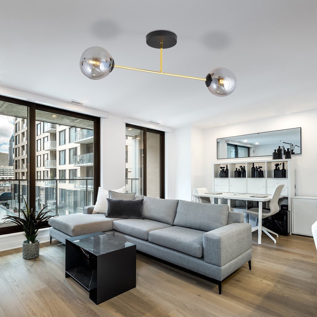 Deckenleuchte Grand 2 in Schwarz, Gold, Graphit, 2-flammig