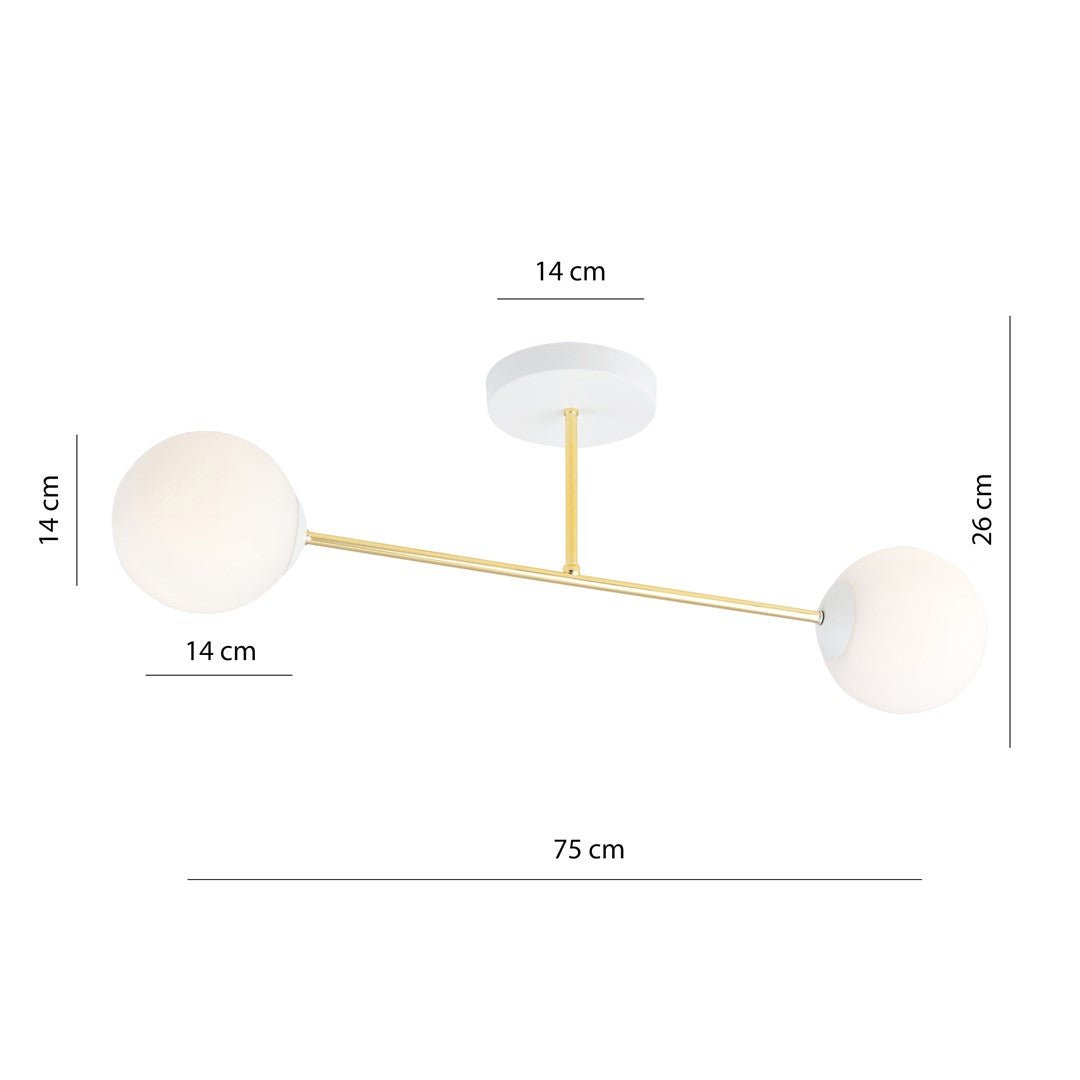 Deckenleuchte Grand 2 in Weiß, Gold, 2-flammig