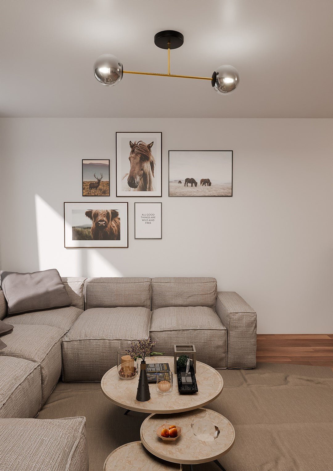 Deckenleuchte Grand 2 in Schwarz, Gold, Graphit, 2-flammig