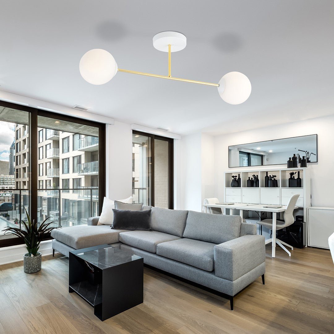 Deckenleuchte Grand 2 in Weiß, Gold, 2-flammig