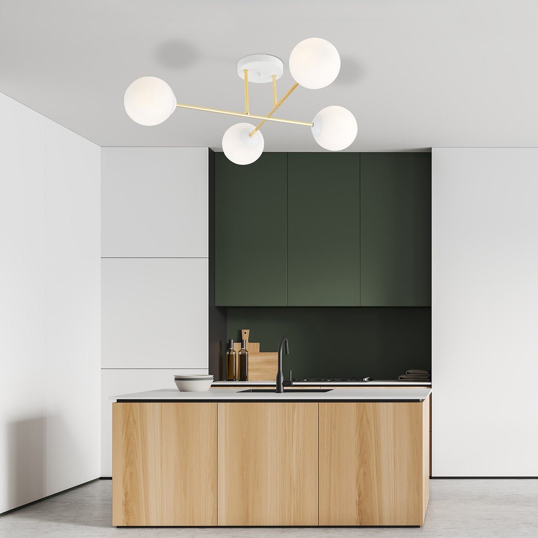 Deckenleuchte Grand 4 in Weiß, Gold, 4-flammig