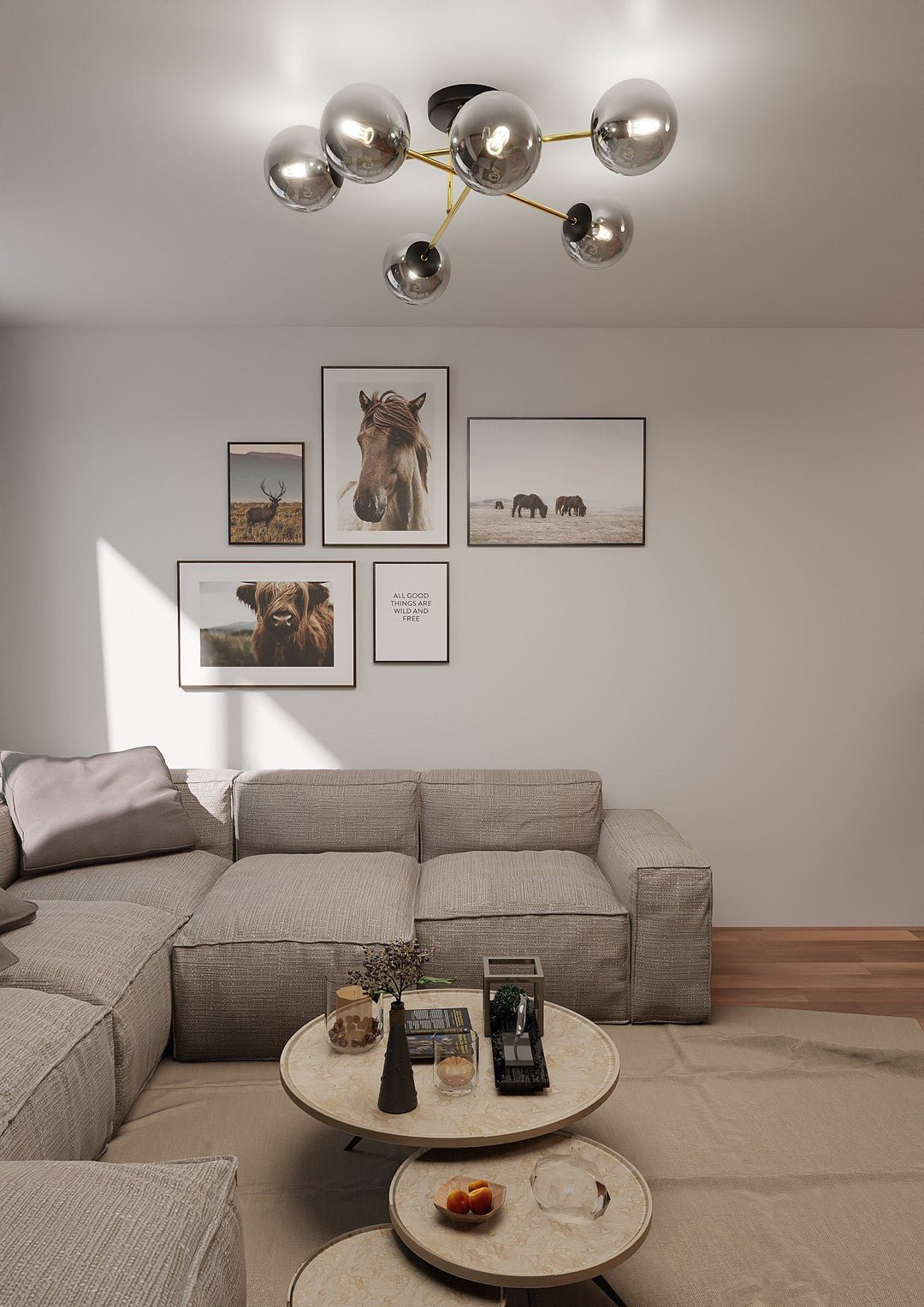 Deckenleuchte Grand 6 in Schwarz, Gold, Graphit, 2-flammig