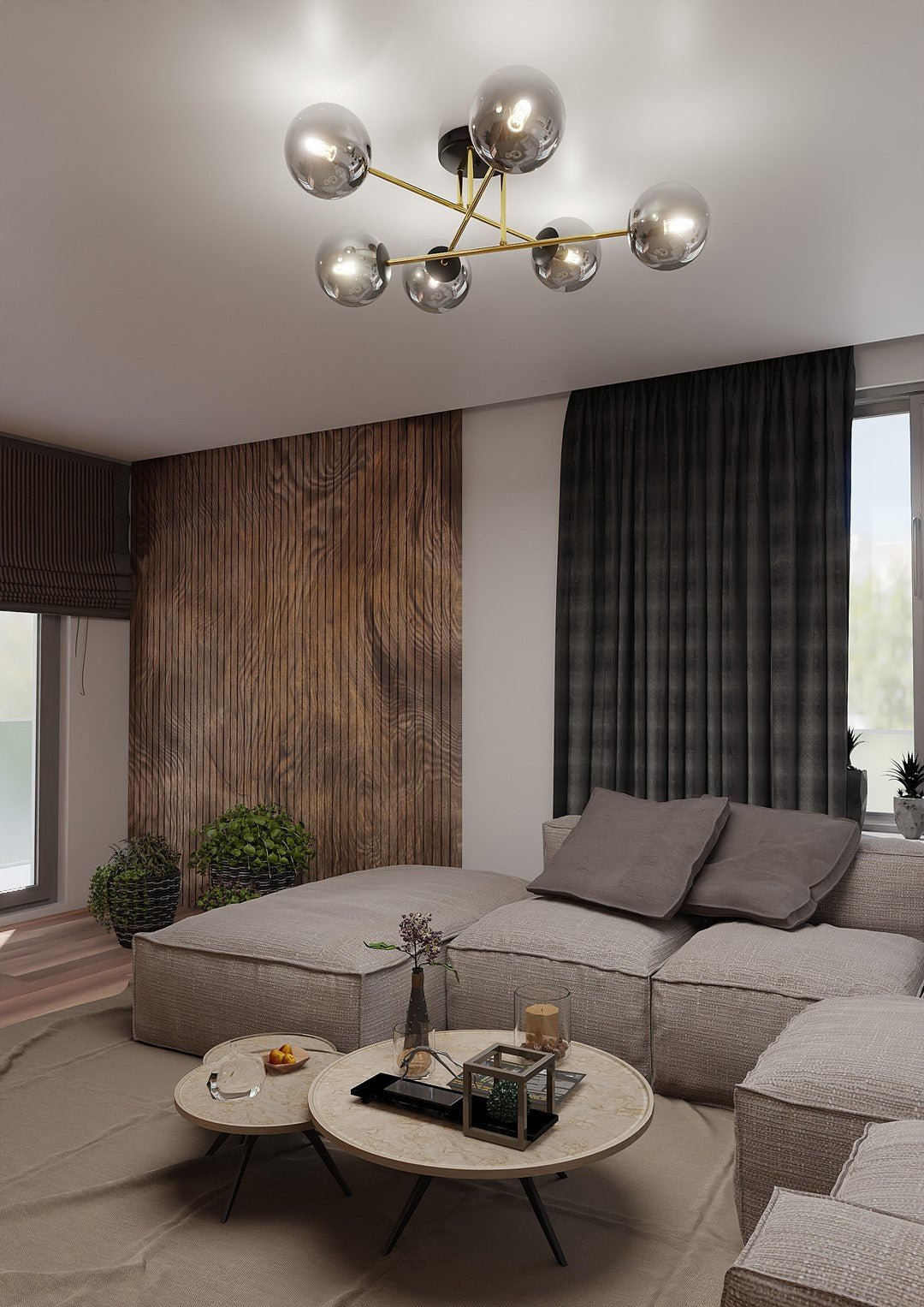 Deckenleuchte Grand 6 in Schwarz, Gold, Graphit, 2-flammig