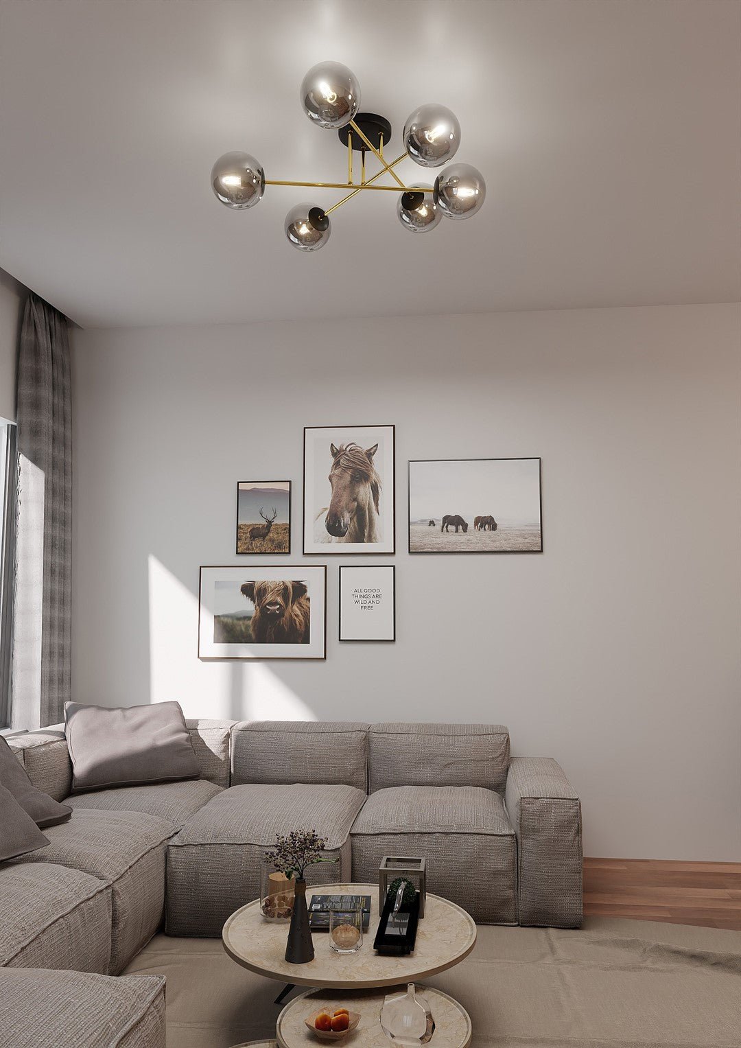 Deckenleuchte Grand 6 in Schwarz, Gold, Graphit, 2-flammig