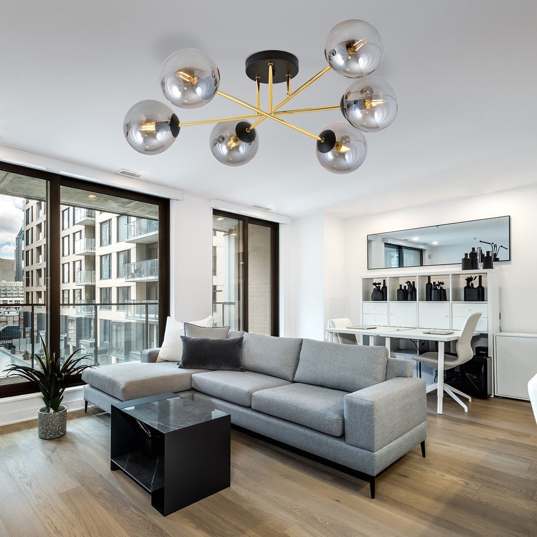 Deckenleuchte Grand 6 in Schwarz, Gold, Graphit, 2-flammig