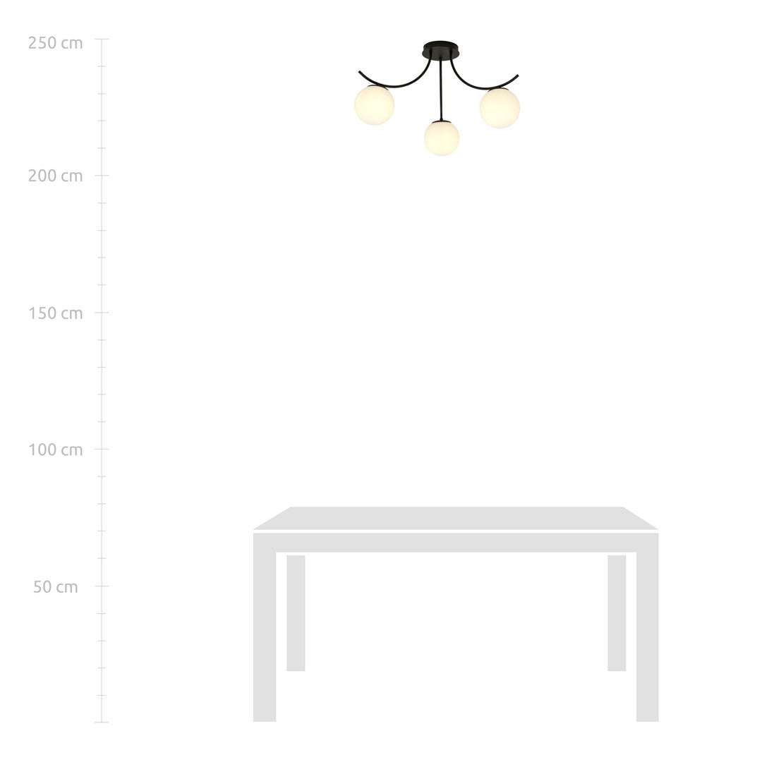 Deckenleuchte Harbor 3 in Schwarz, Weiß, 3-flammig