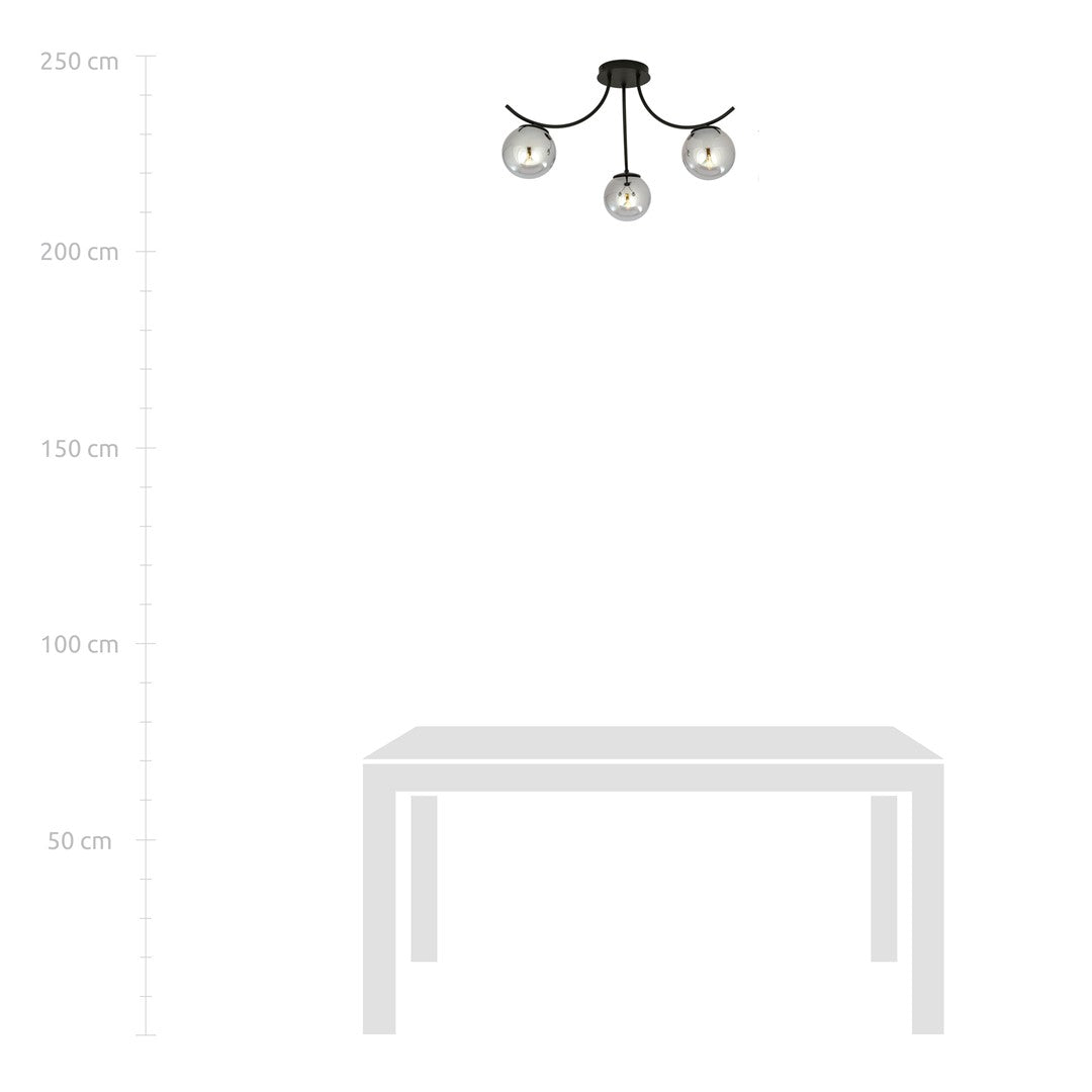 Deckenleuchte Harbor 3 in Schwarz, Graphit, 3-flammig