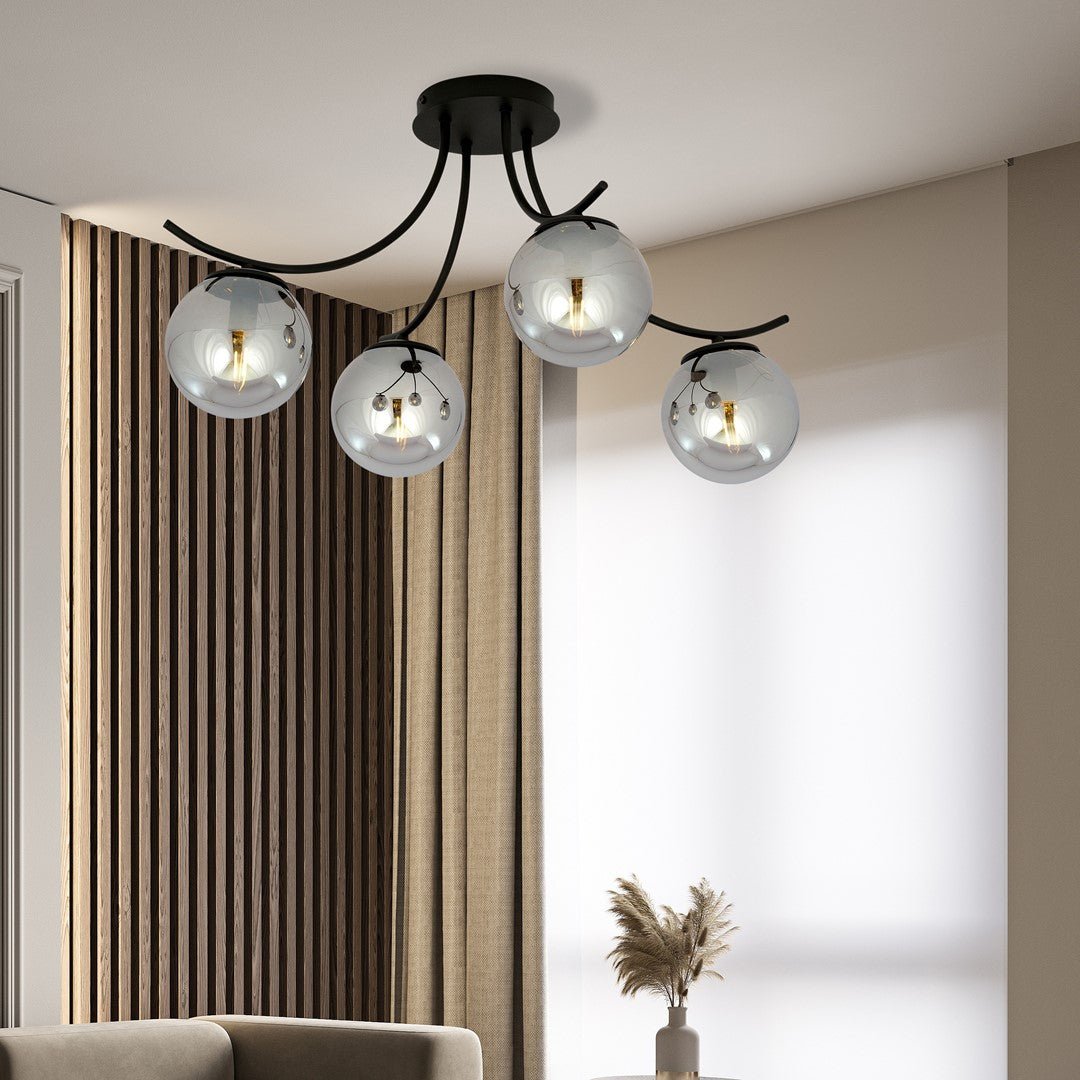 Deckenleuchte Harbor 4 in Schwarz, Graphit, 4-flammig