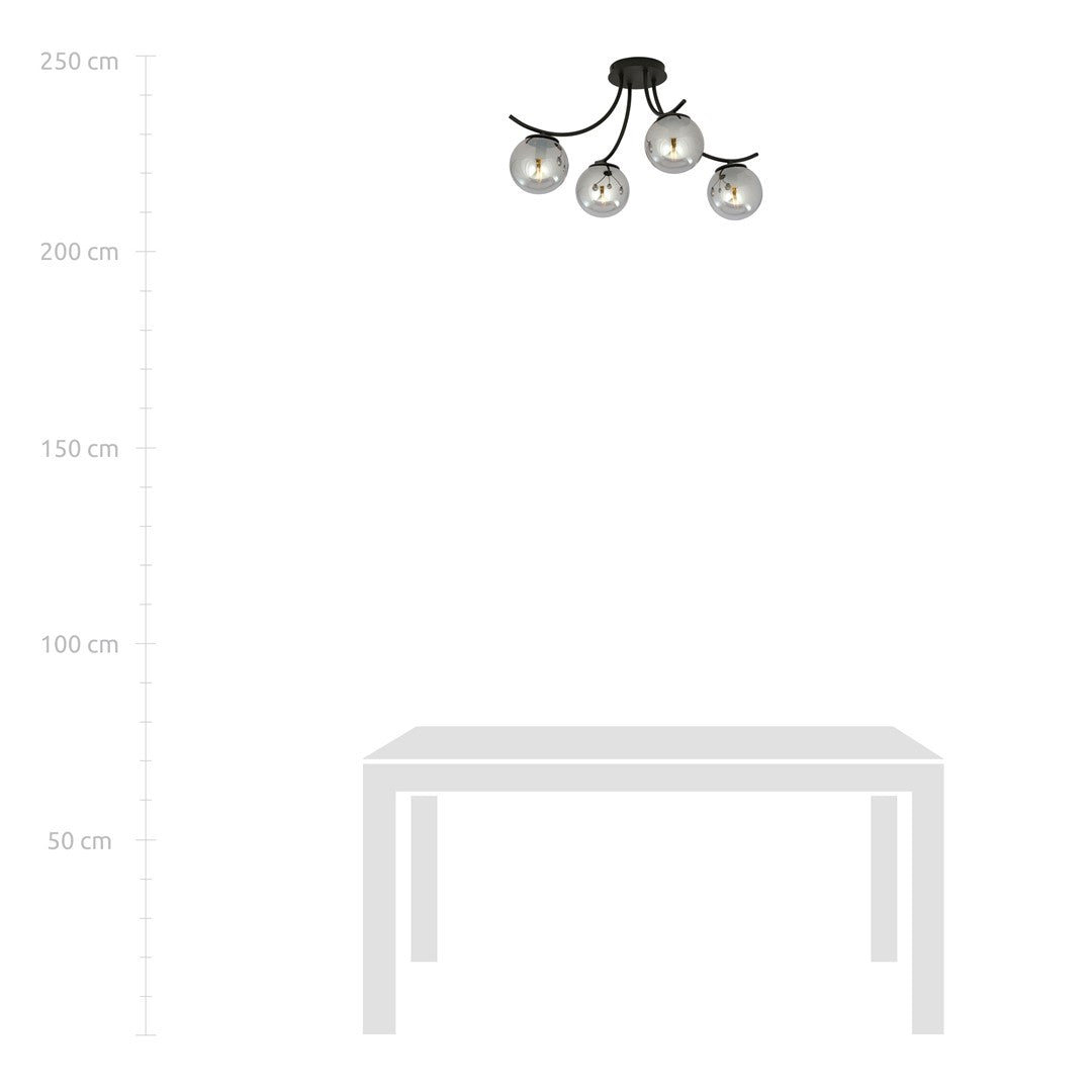 Deckenleuchte Harbor 4 in Schwarz, Graphit, 4-flammig