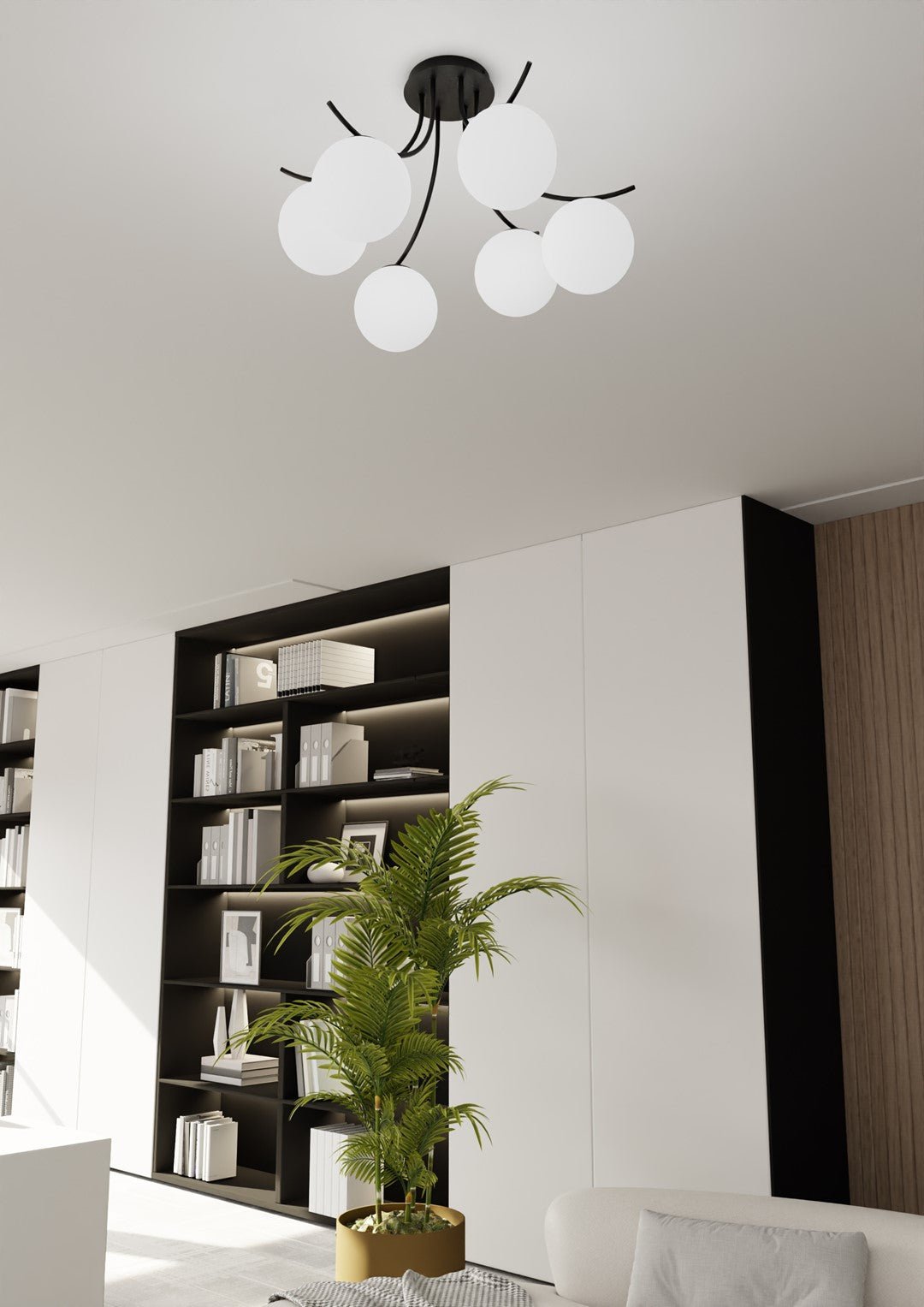 Deckenleuchte Harbor 6 in Schwarz, Weiß, 6-flammig