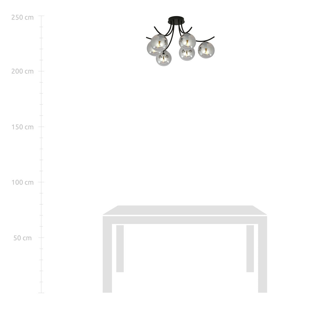 Deckenleuchte Harbor 6 in Schwarz, Graphit, 6-flammig