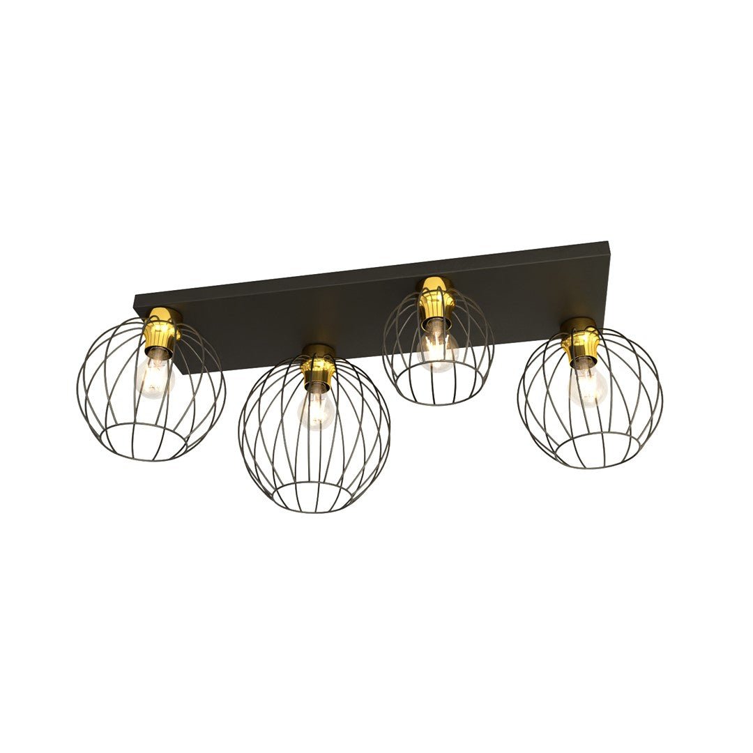 Deckenleuchte Haven 4 in Schwarz, Gold, 4-flammig