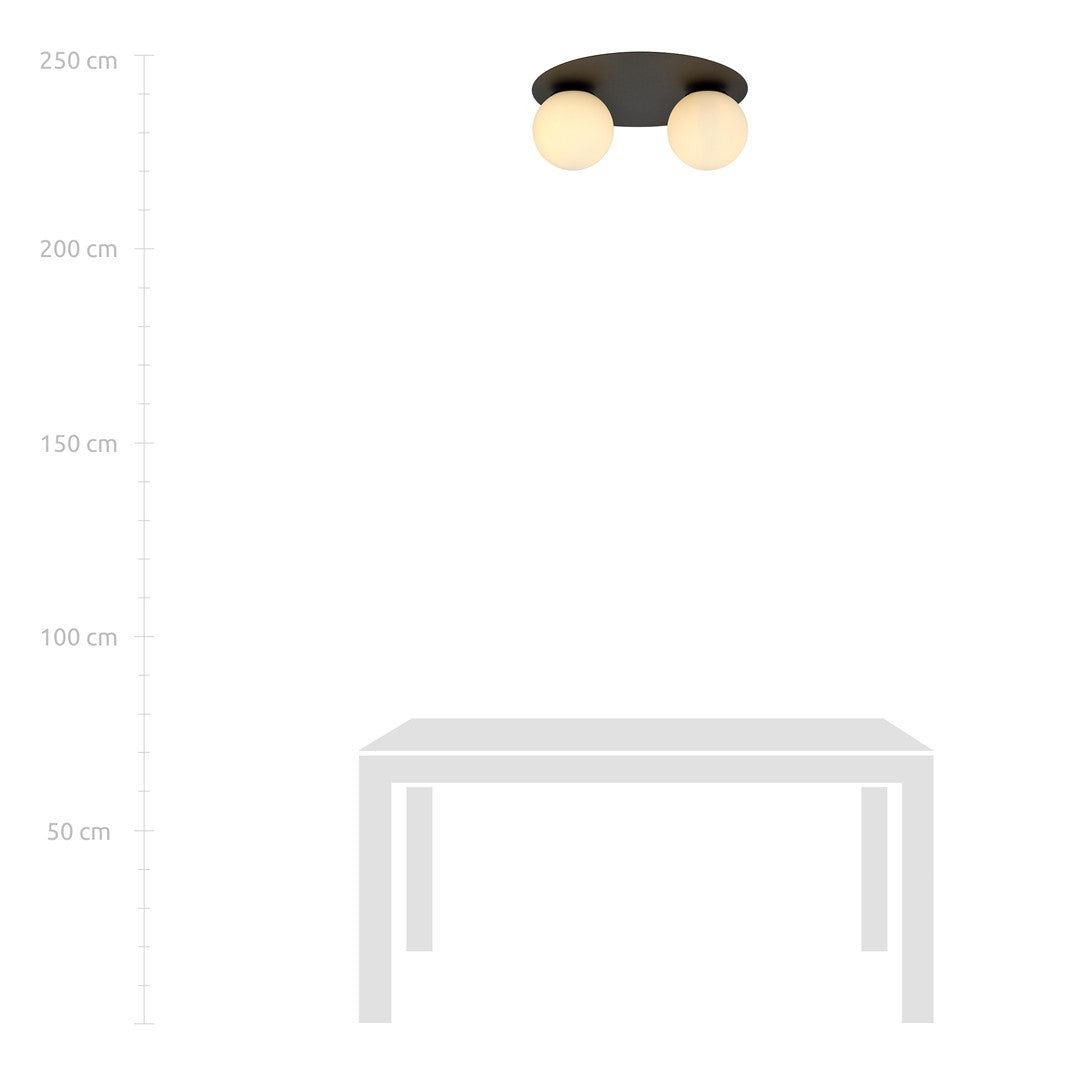 Deckenleuchte Helios 2 in Schwarz, Weiß, 2-flammig