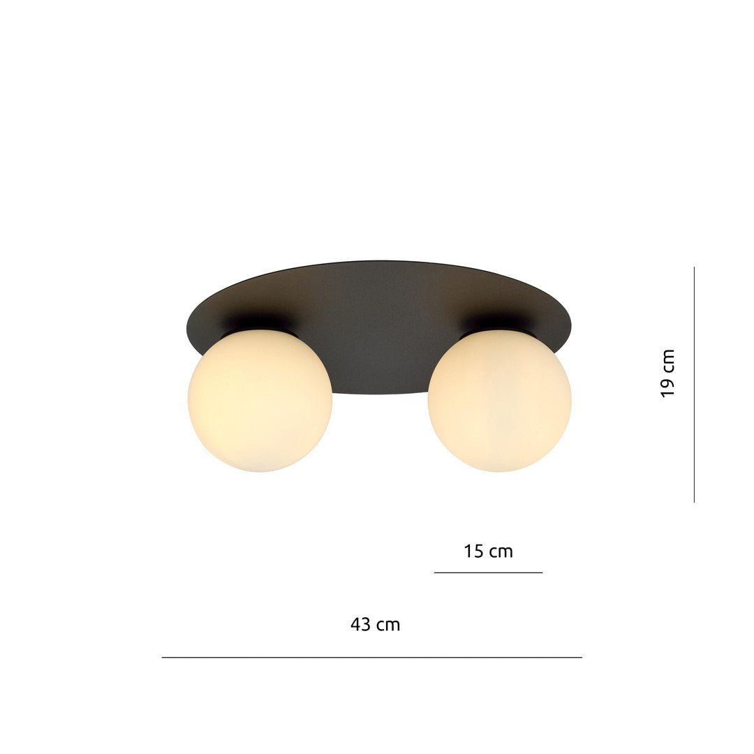 Deckenleuchte Helios 2 in Schwarz, Weiß, 2-flammig