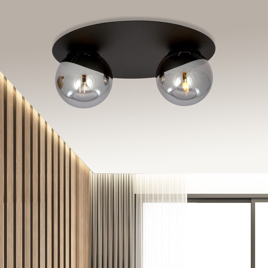 Deckenleuchte Helios 2 in Schwarz, Graphit, 2-flammig