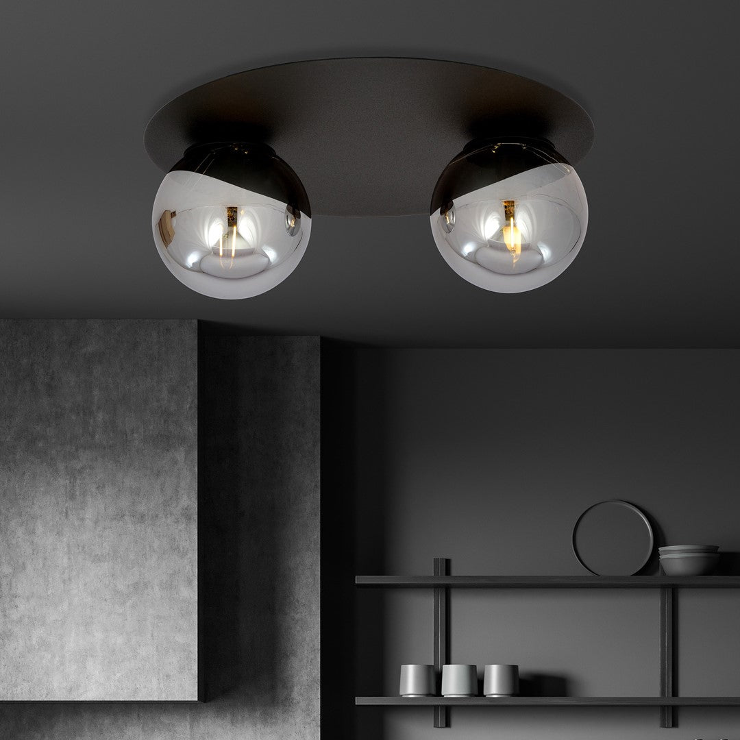 Deckenleuchte Helios 2 in Schwarz, Graphit, 2-flammig