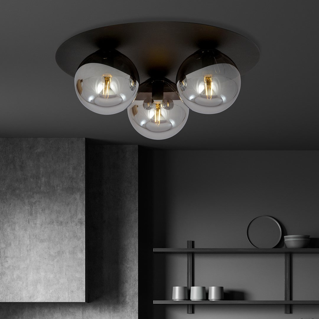 Deckenleuchte Helios 3 in Schwarz, Graphit, 3-flammig