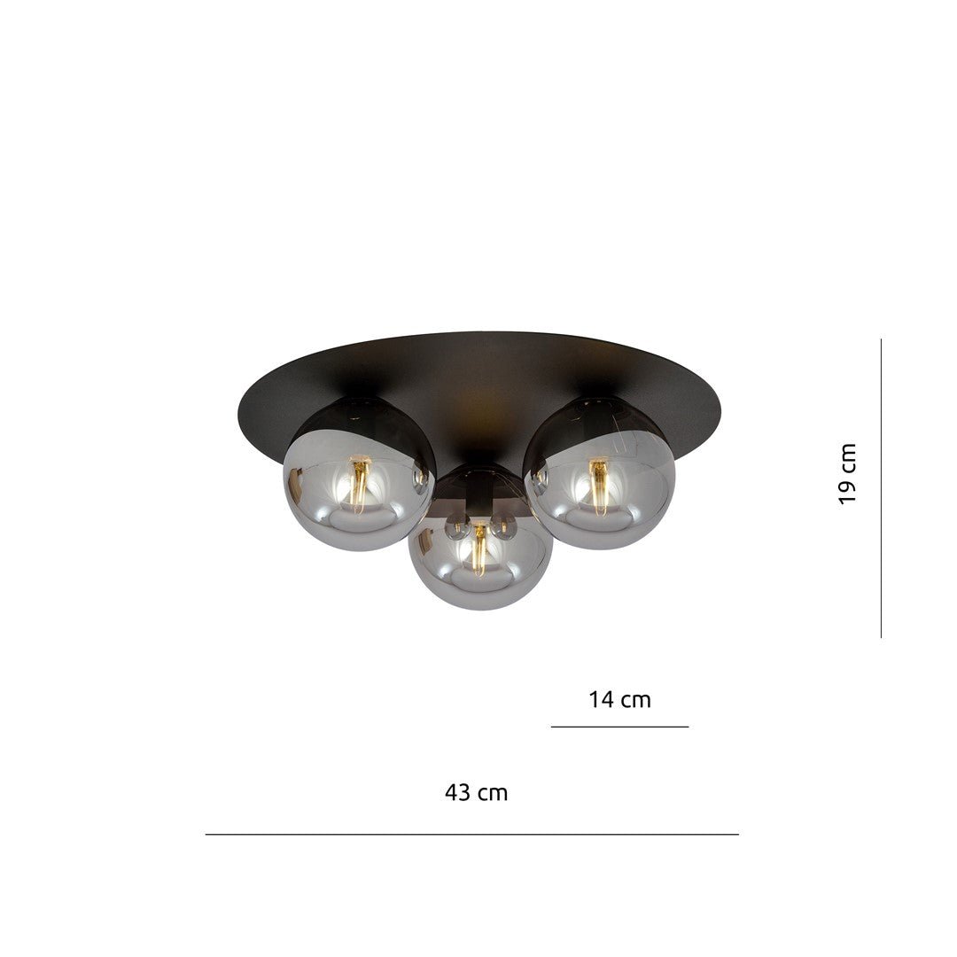 Deckenleuchte Helios 3 in Schwarz, Graphit, 3-flammig