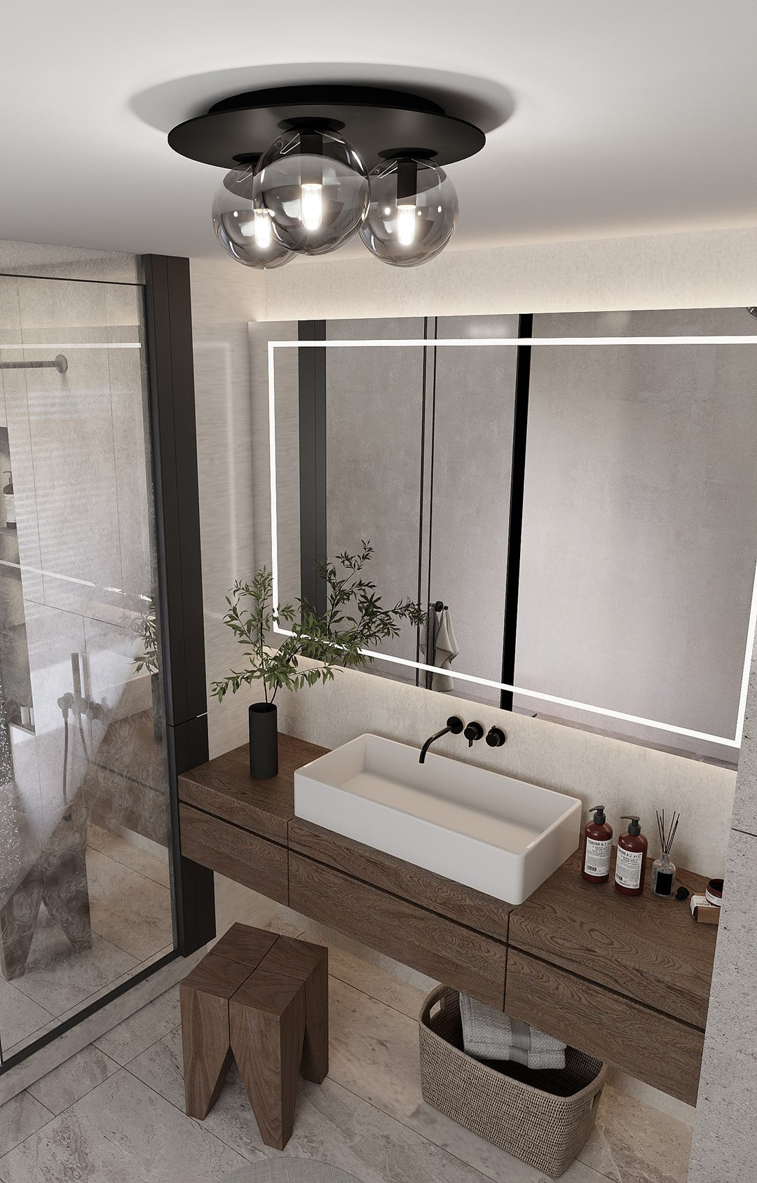 Deckenleuchte Helios 3 in Schwarz, Graphit, 3-flammig