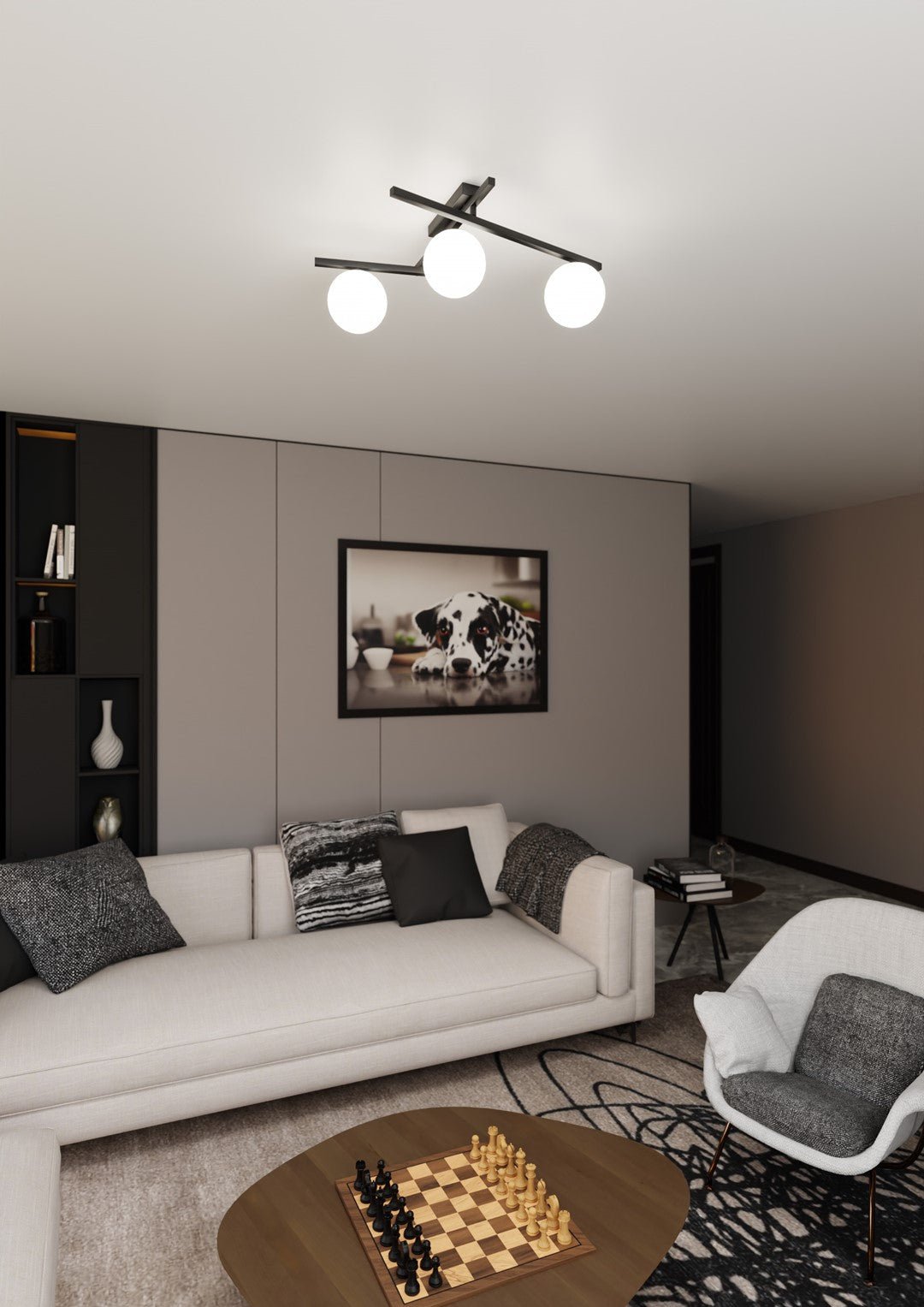 Deckenleuchte Intel 3 in Schwarz, Weiß, 3-flammig