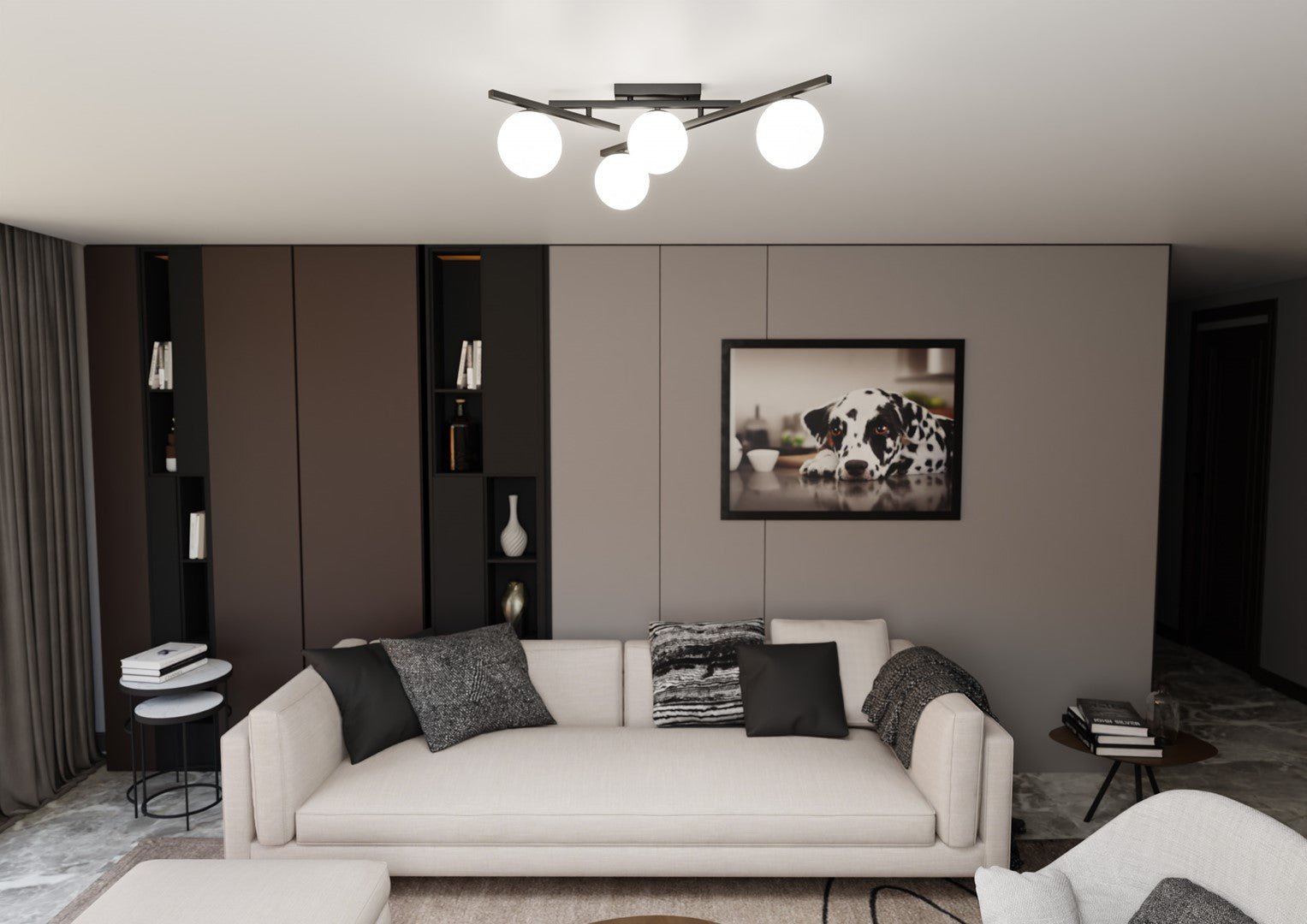 Deckenleuchte Intel 4 in Schwarz, Weiß, 4-flammig