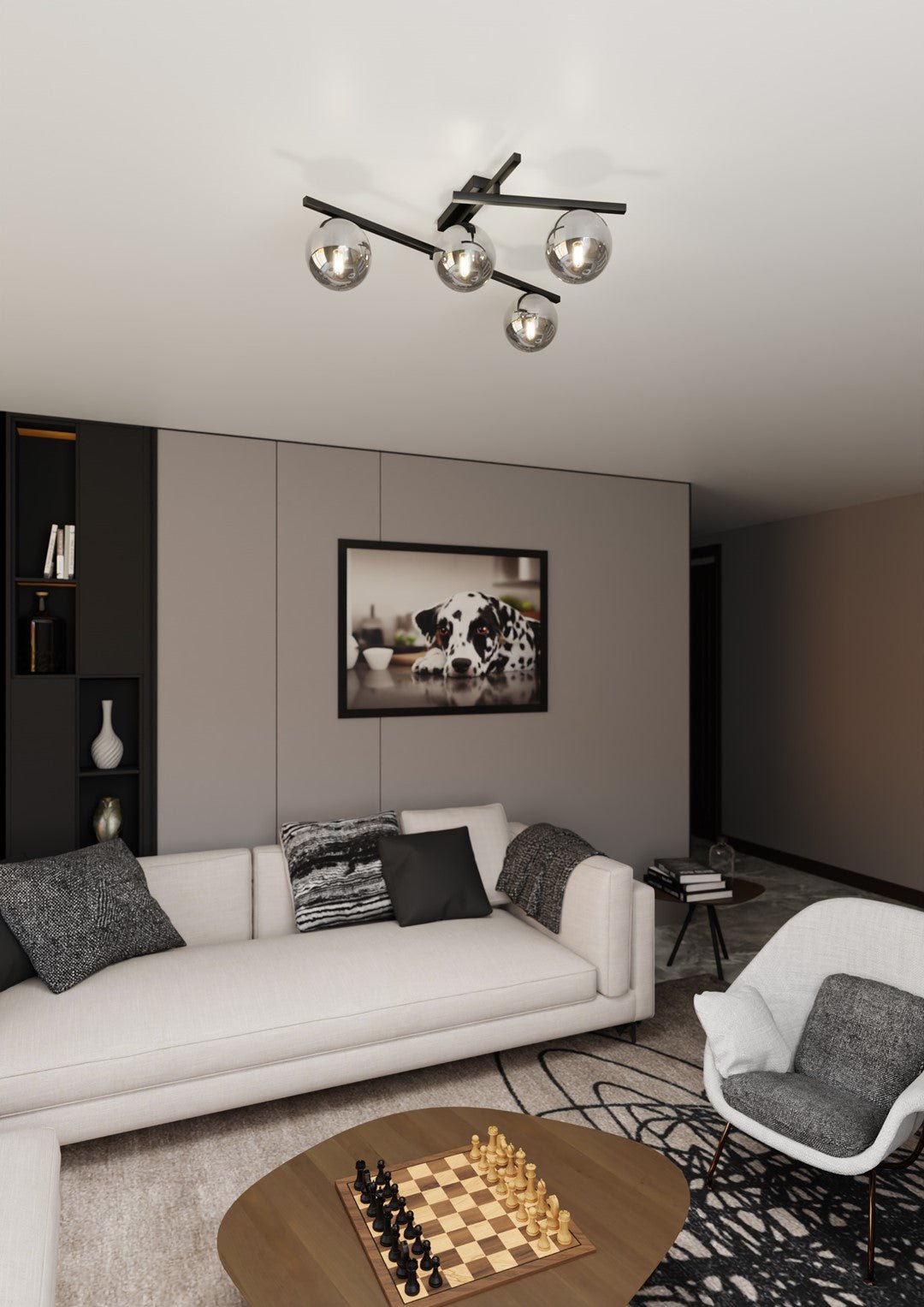 Deckenleuchte Intel 4 in Schwarz, Graphit, 4-flammig