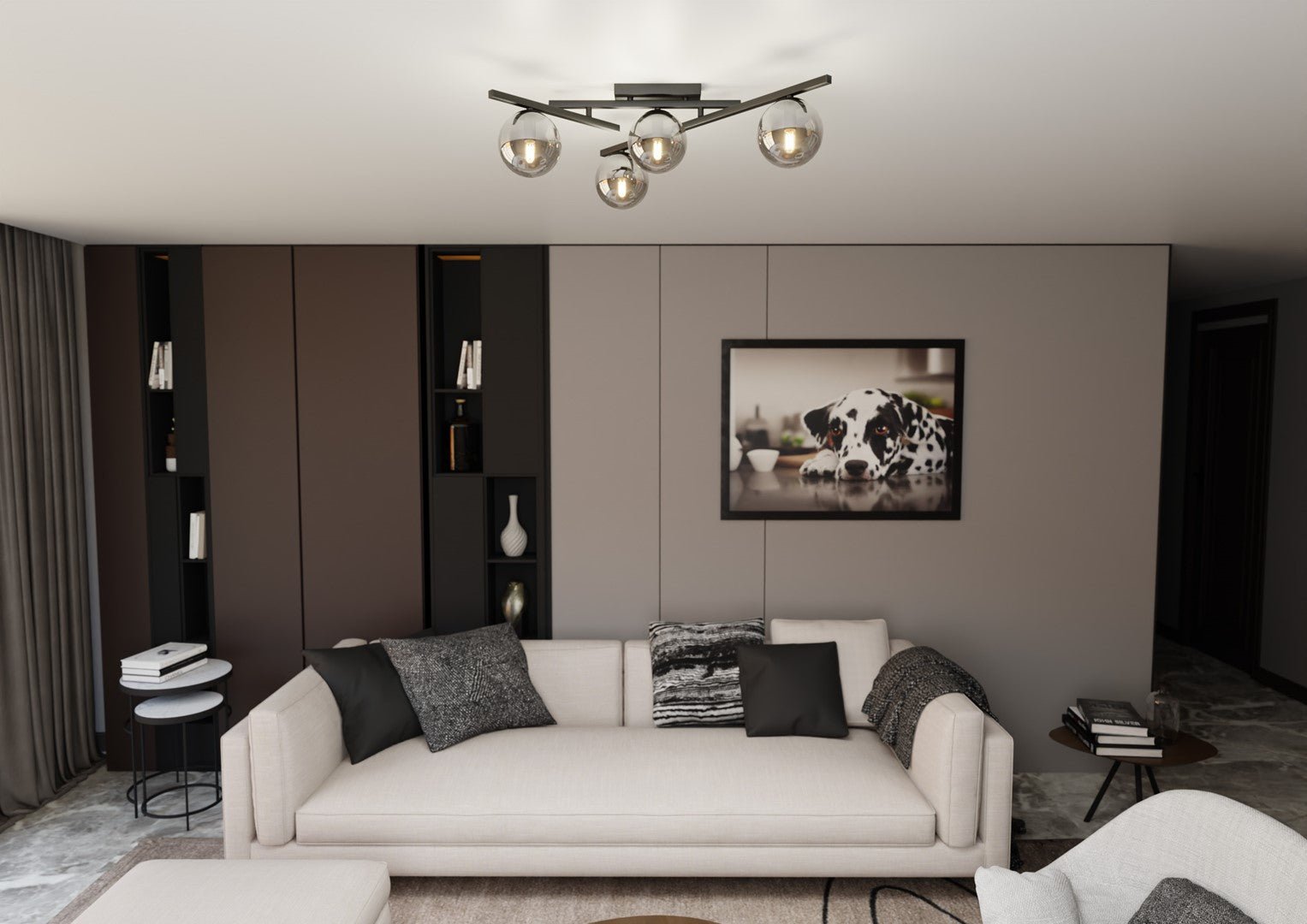 Deckenleuchte Intel 4 in Schwarz, Graphit, 4-flammig