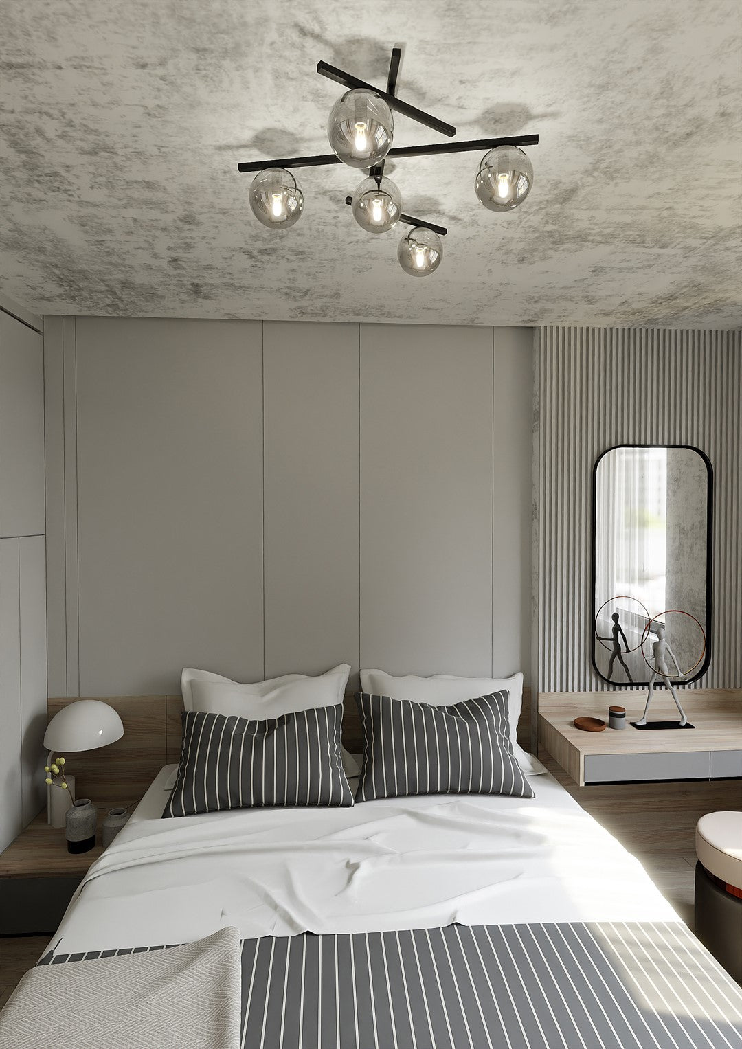 Deckenleuchte Intel 5 in Schwarz, Graphit, 5-flammig