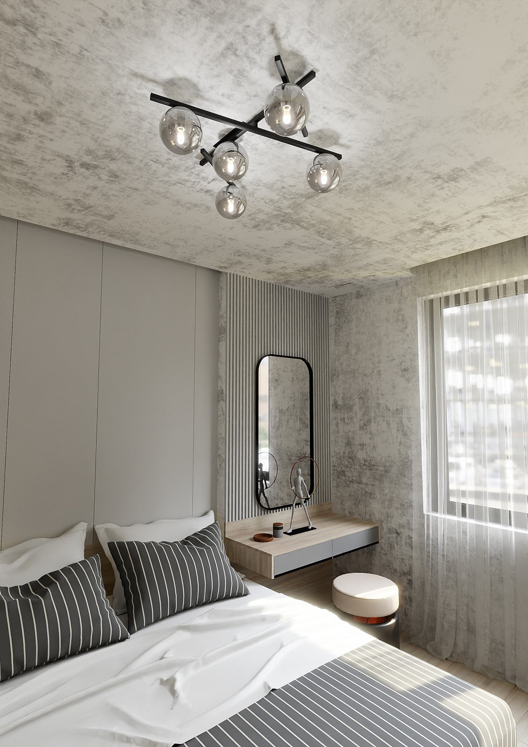 Deckenleuchte Intel 5 in Schwarz, Graphit, 5-flammig