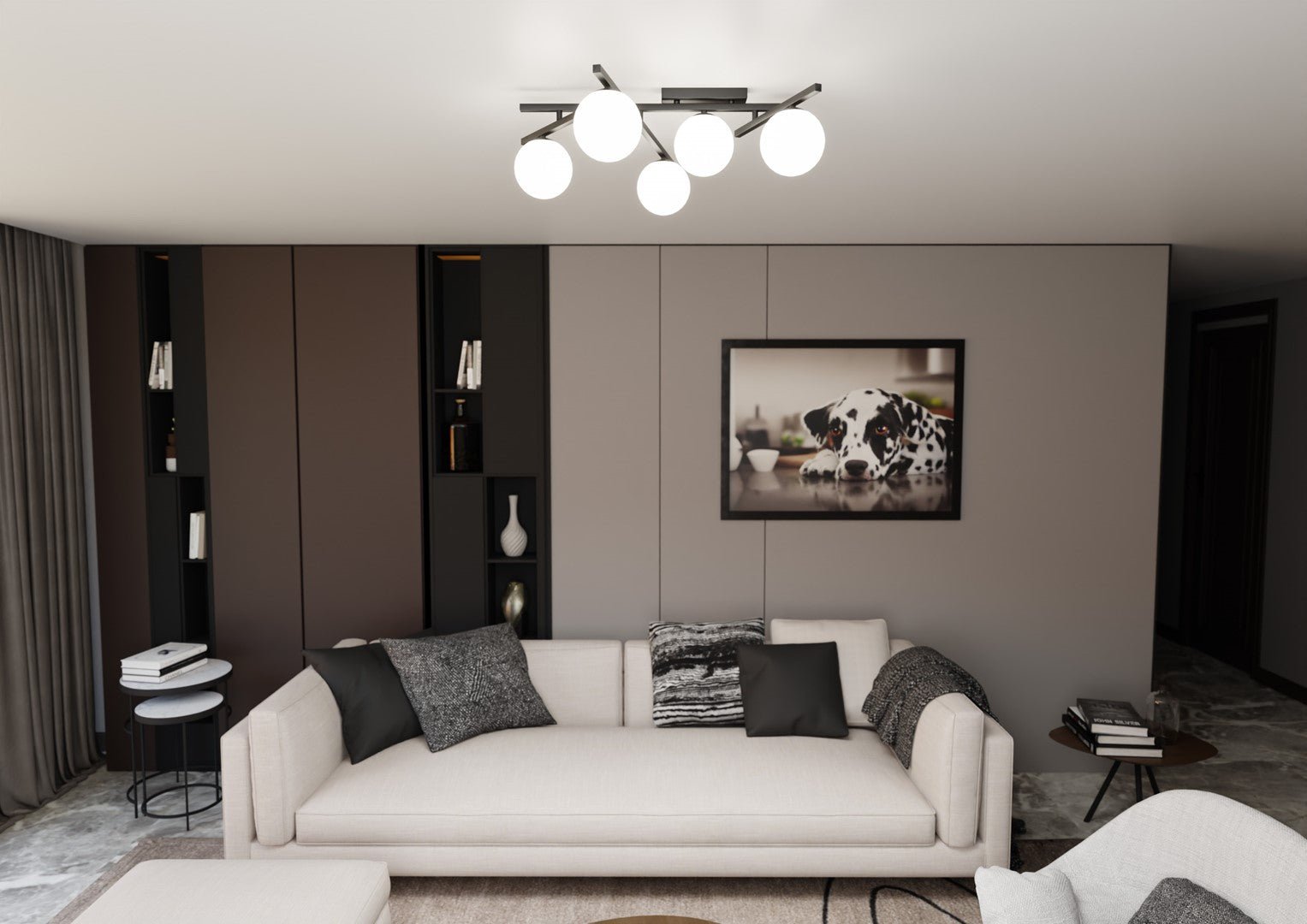 Deckenleuchte Intel 5 in Schwarz, Weiß, 5-flammig