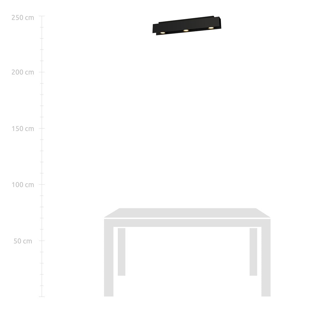 Deckenleuchte Keys 3 in Schwarz, 3-flammig