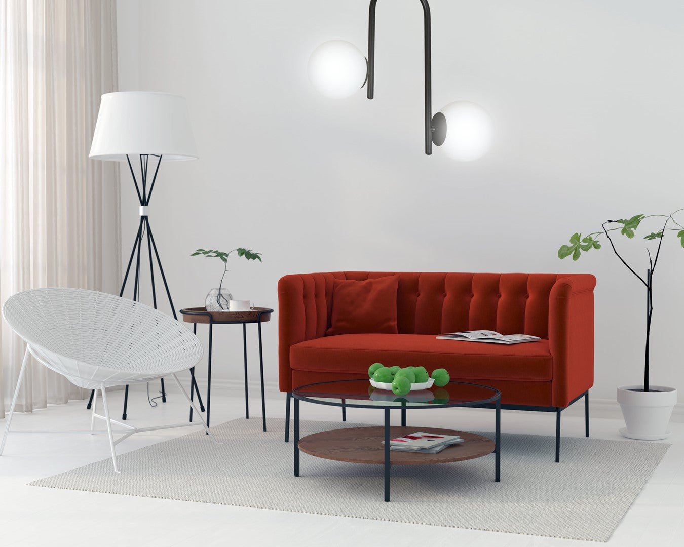 Deckenleuchte Lava 2 in Schwarz, Weiß, 2-flammig