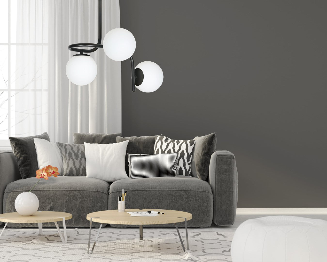 Deckenleuchte Lava 3 in Schwarz, Weiß, 3-flammig