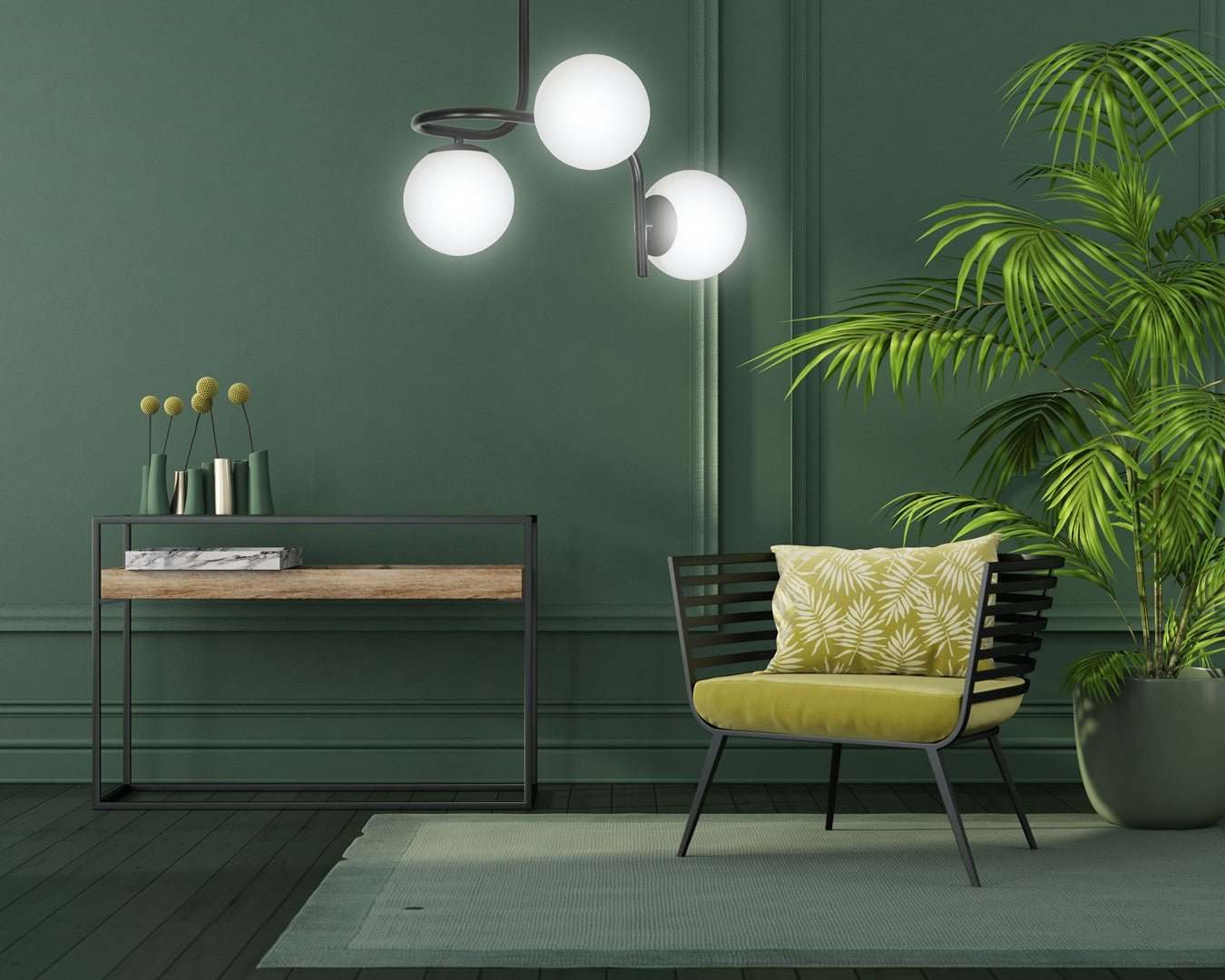 Deckenleuchte Lava 3 in Schwarz, Weiß, 3-flammig