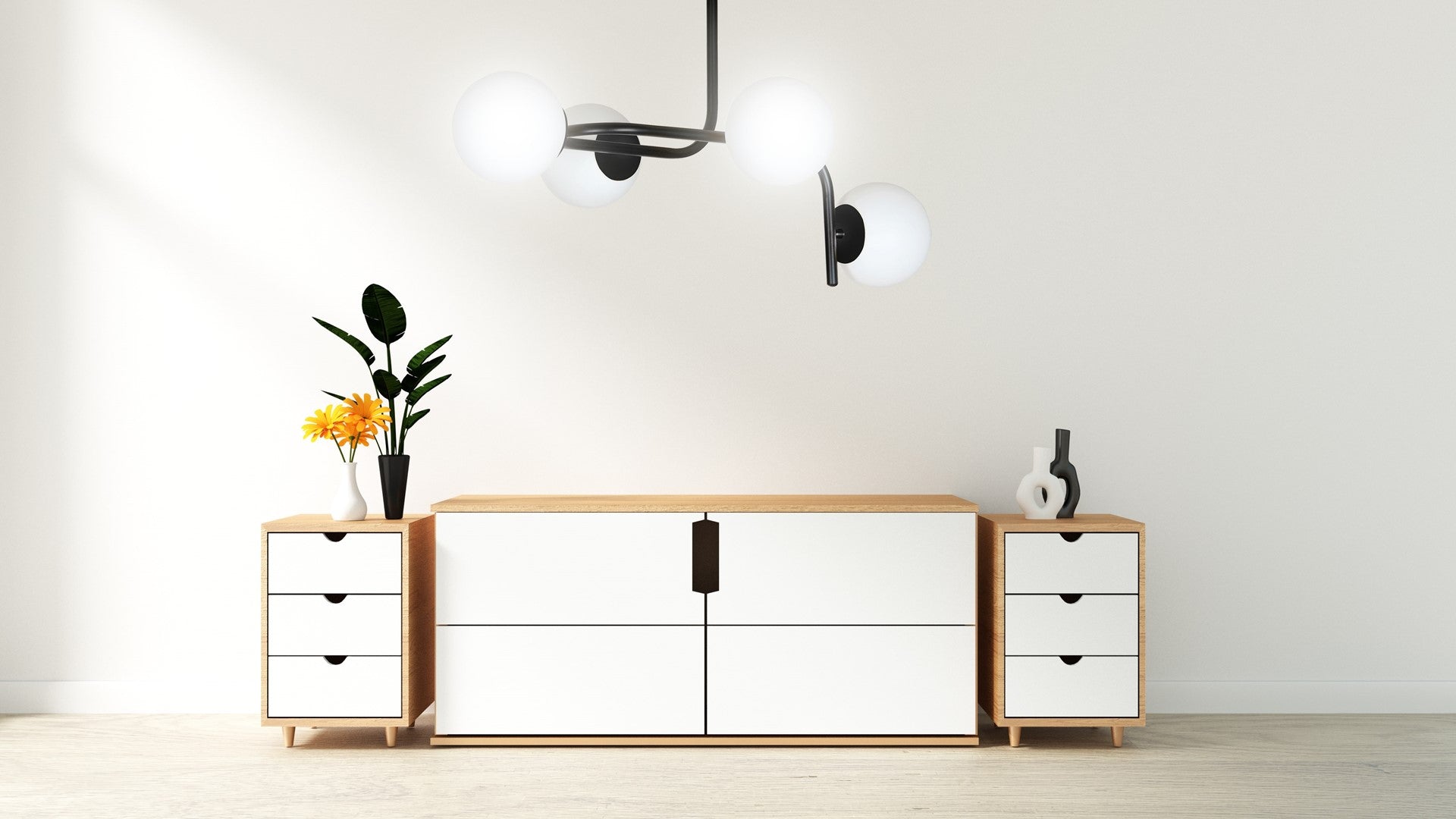 Deckenleuchte Lava 4A in Schwarz, Weiß, 4-flammig