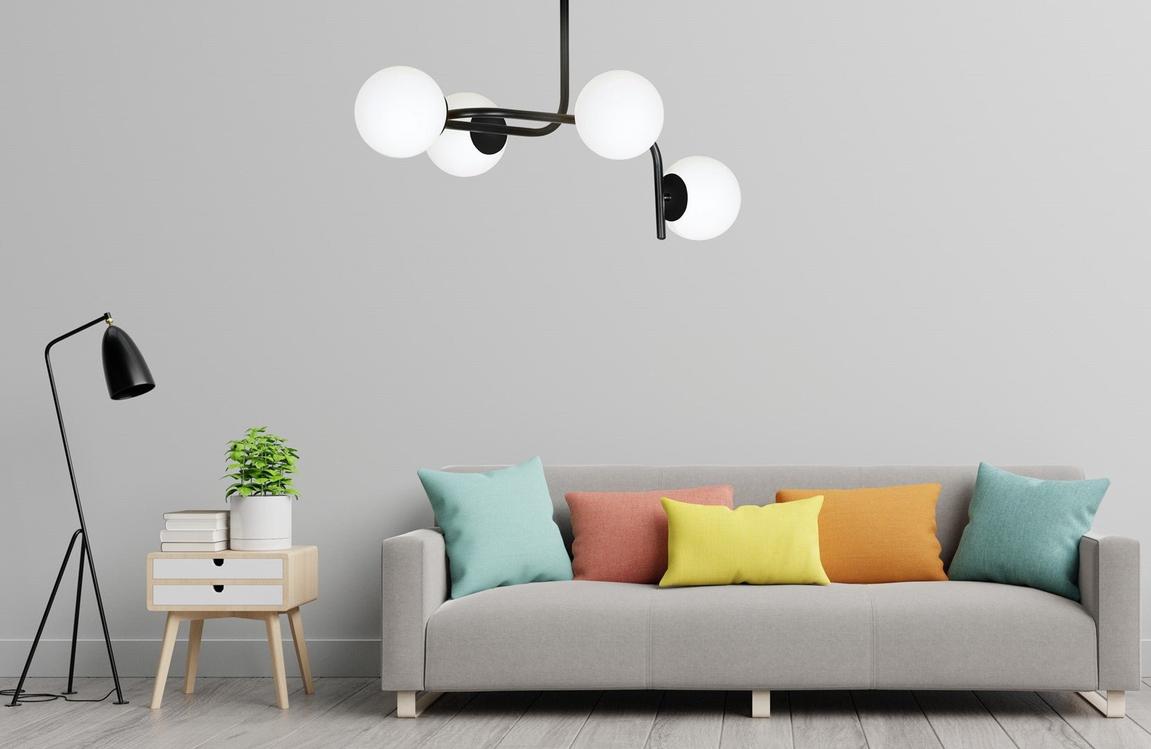 Deckenleuchte Lava 4A in Schwarz, Weiß, 4-flammig